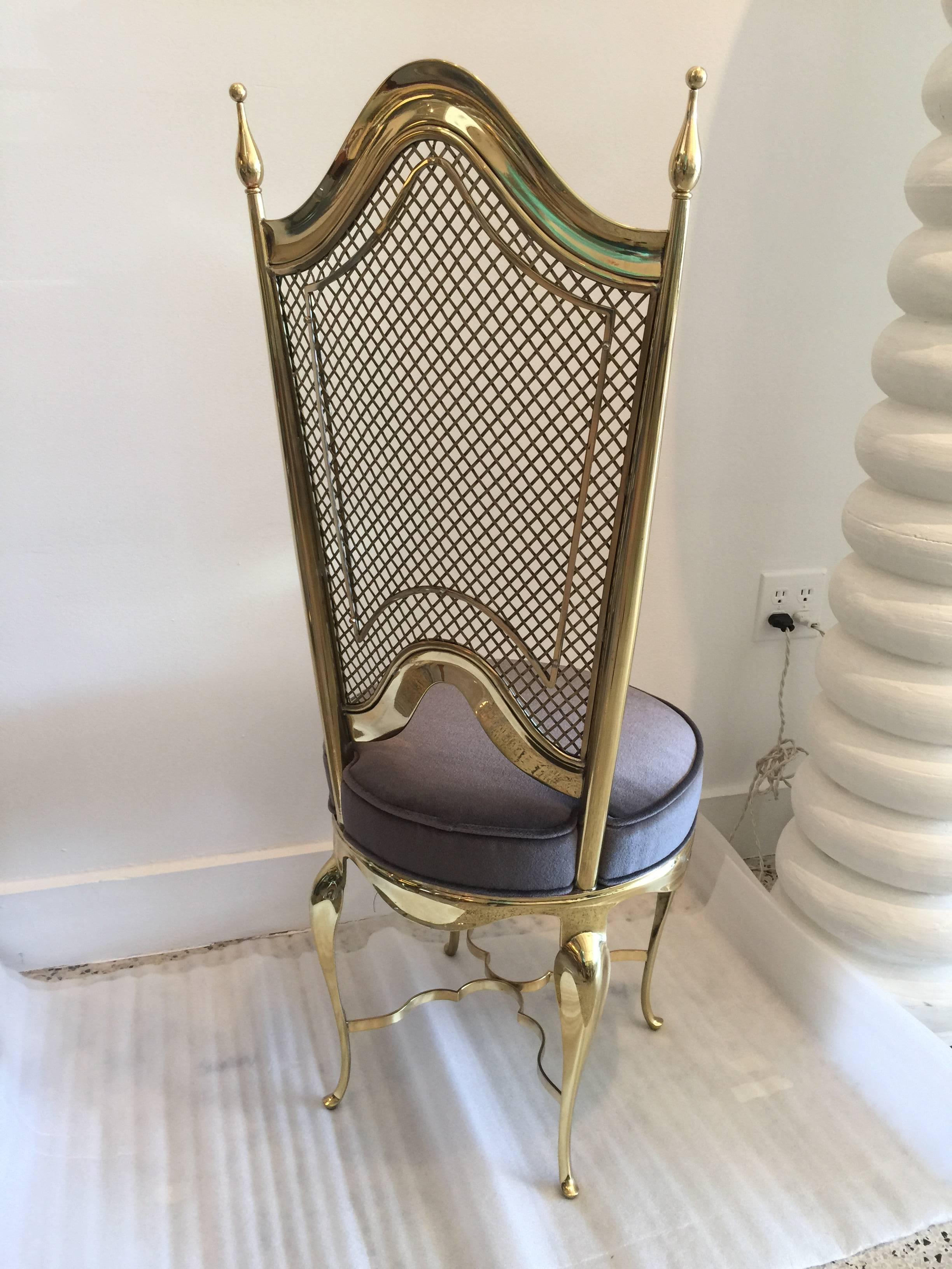 Pair of Polished Brass Italian Side Chairs In Excellent Condition In East Hampton, NY