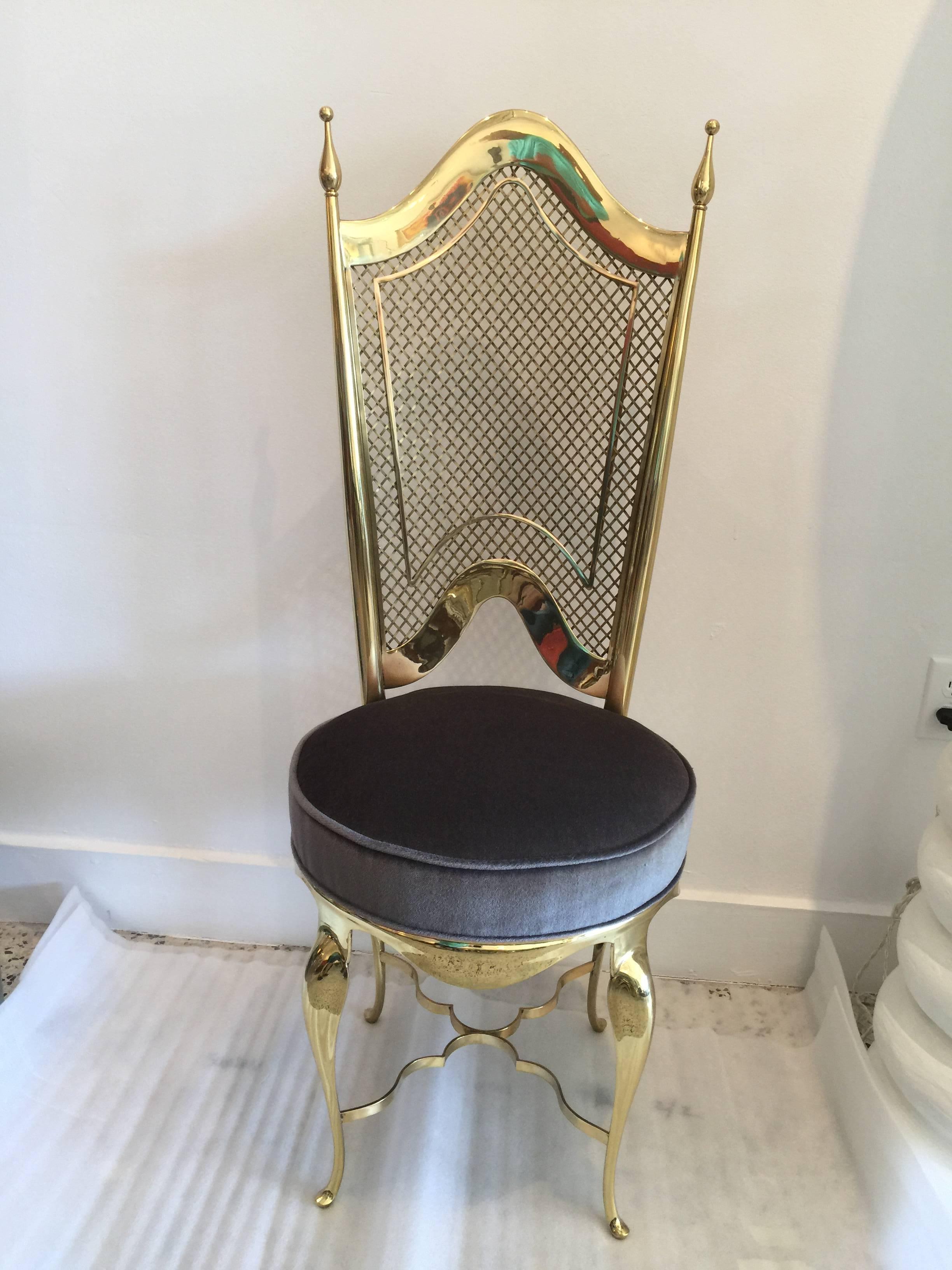 Pair of Polished Brass Italian Side Chairs 1