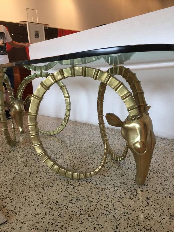 Hollywood Regency Sculptural Ibex Heads Table Attributed to Alain Chervet For Sale