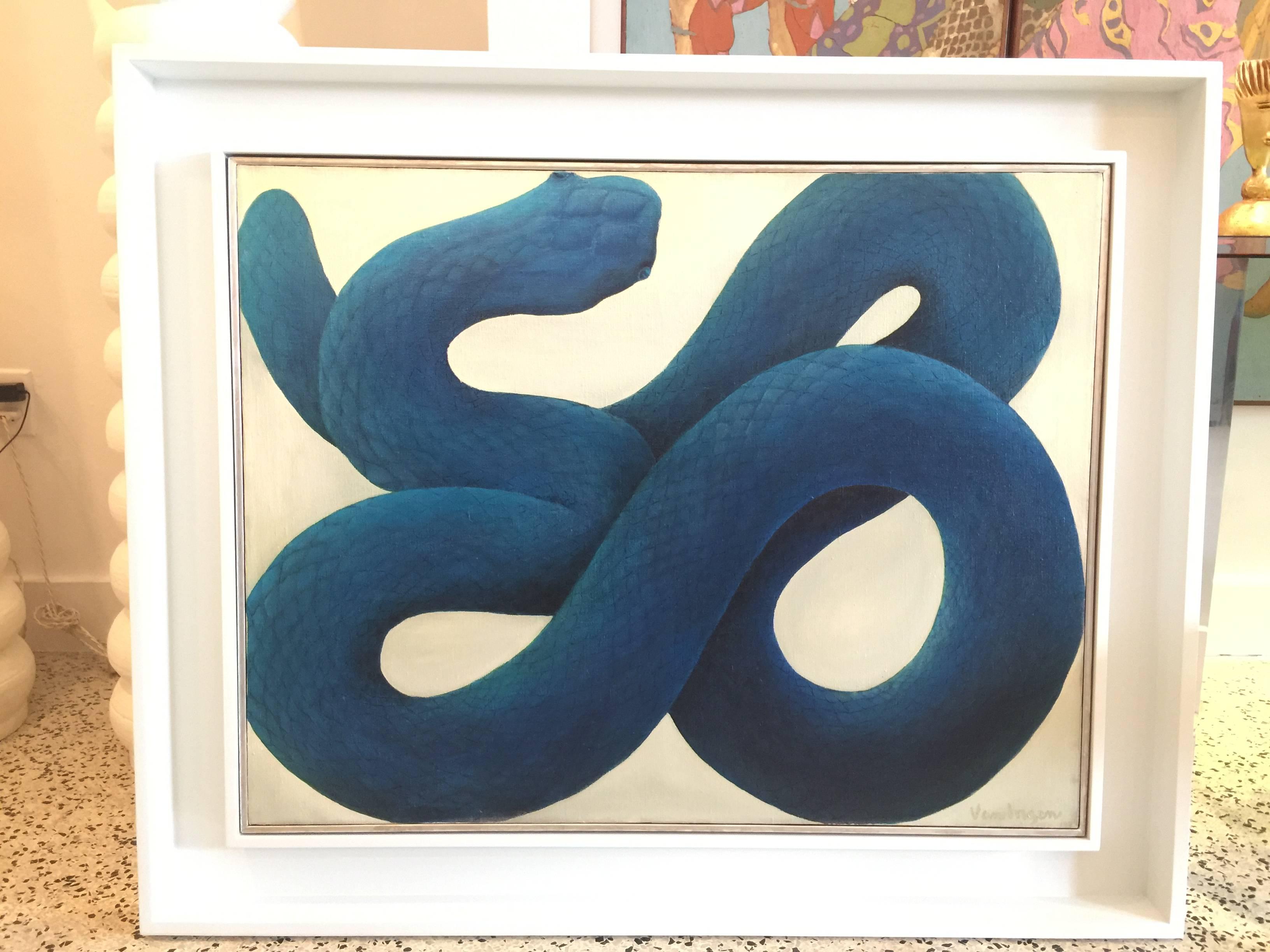 Phenomenal technique, this serpent in blue painted by Van Lagen, 1970.