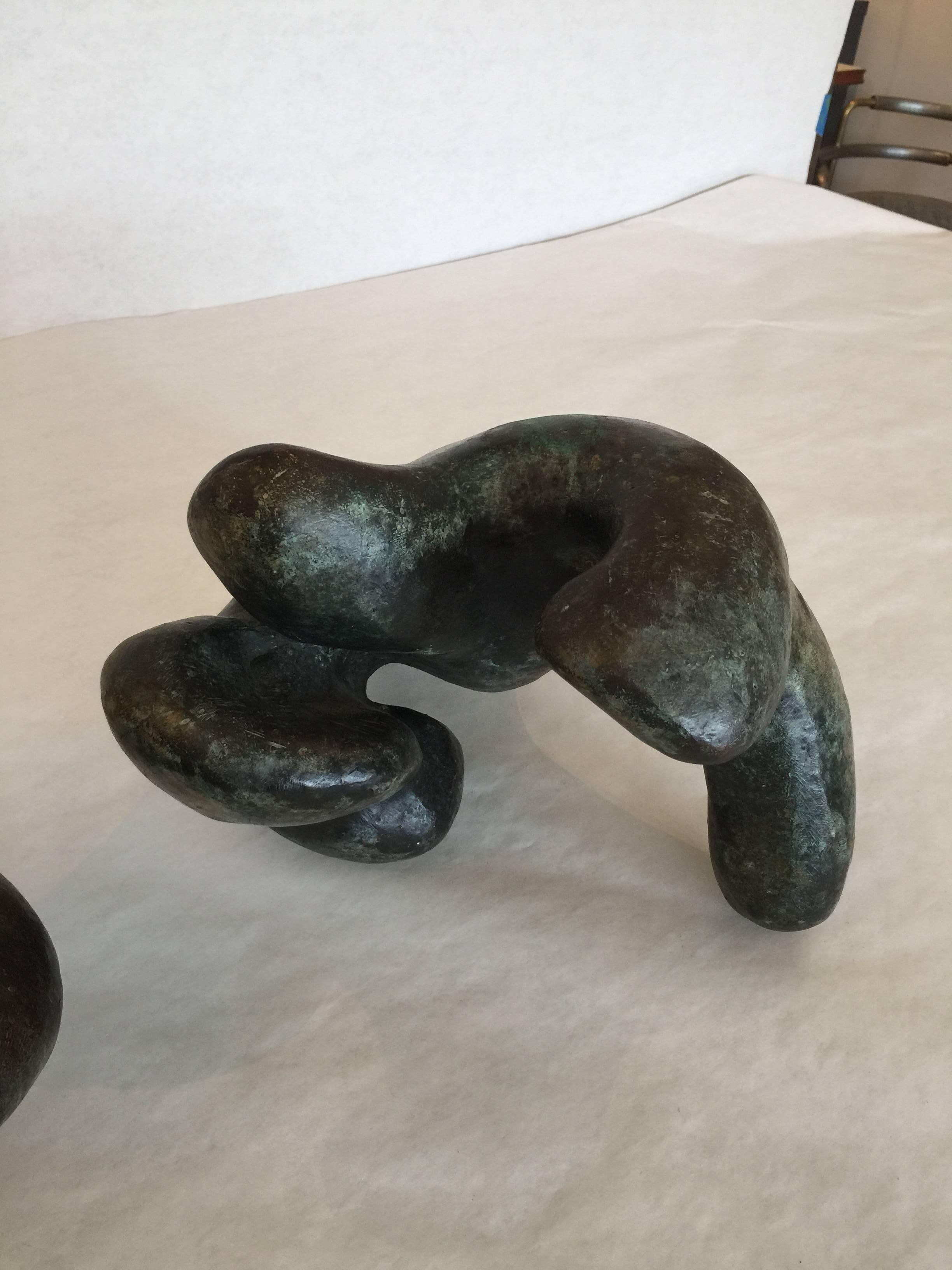Exceptional scale and patina. These bronze abstract/ figural sculptures are quite large, made for tabletop or display. Can be sold together or individually - Priced individually.