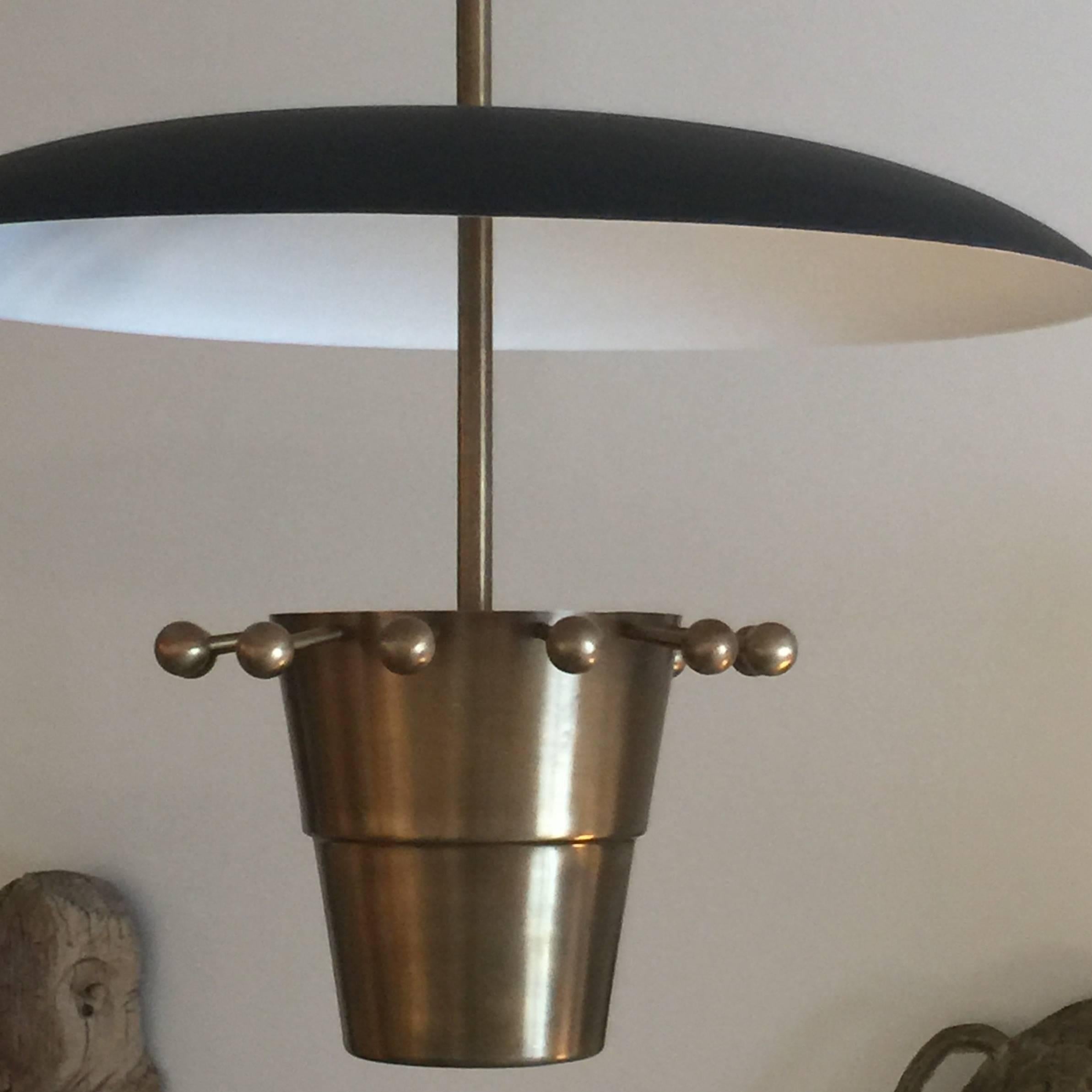 Post-Modern French Over-sized Brass Domed Hanging Light