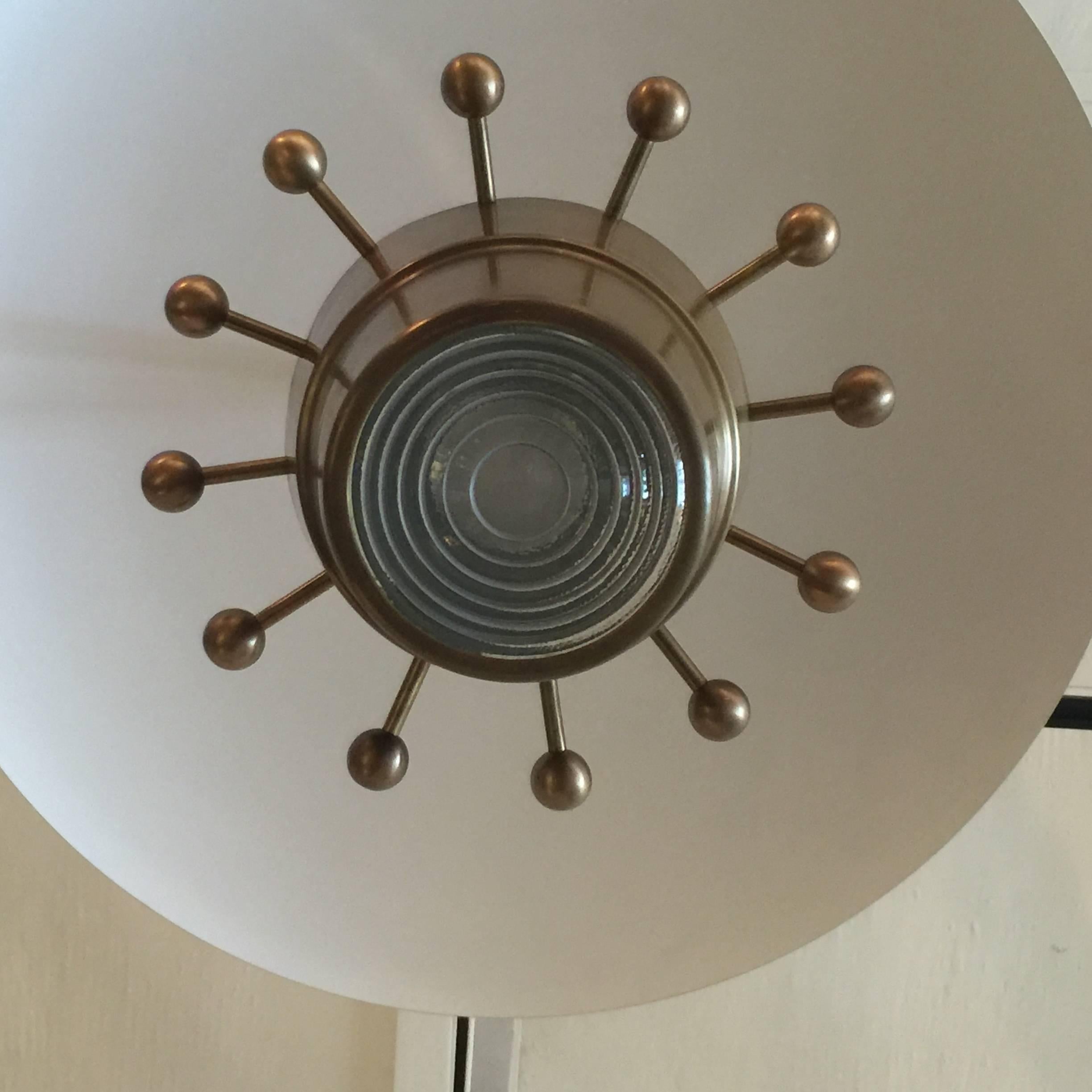 French Over-sized Brass Domed Hanging Light In Good Condition In East Hampton, NY