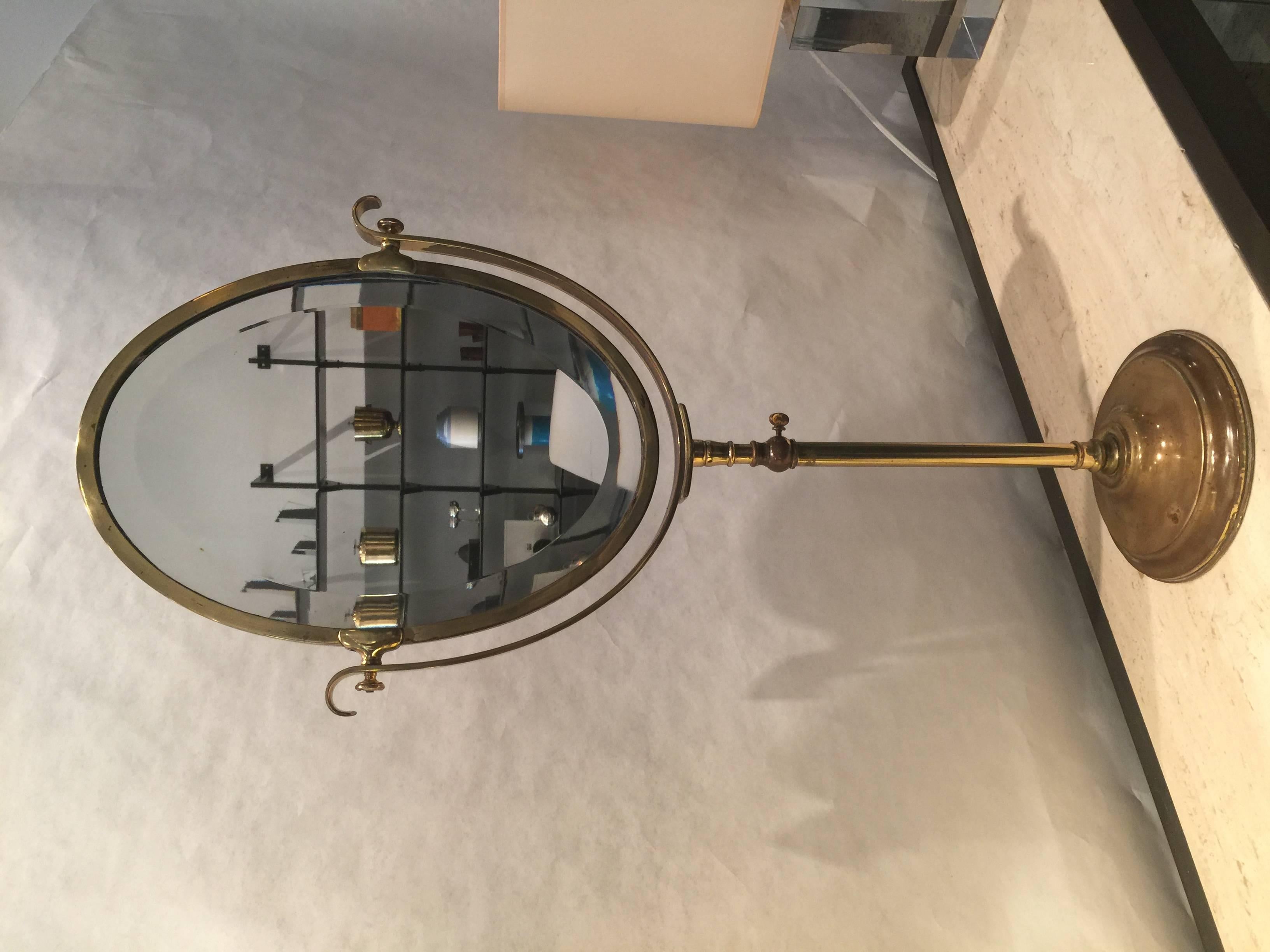 Tall and Heavy Brass Department Store Mirror from Paris, France For Sale 1