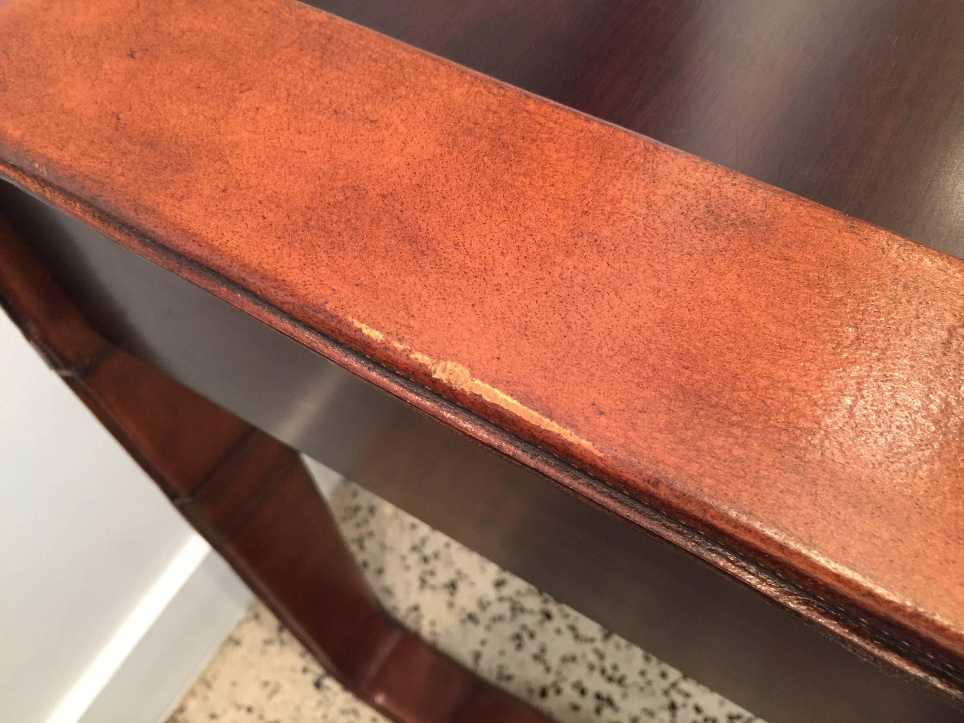 Original Vintage Ralph Lauren Stitched Leather Desk by EJ Victor In Excellent Condition In East Hampton, NY