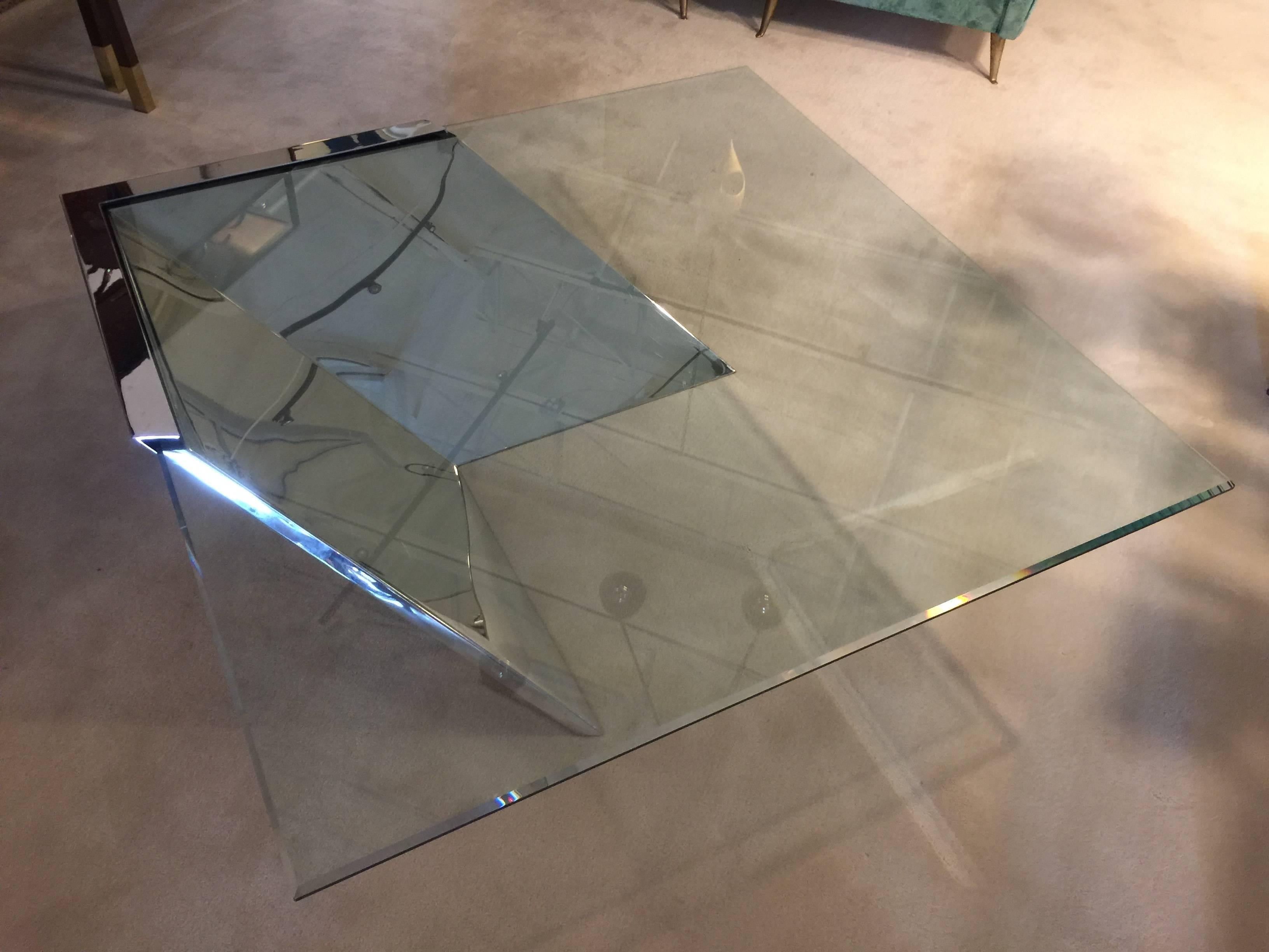Oversized Square Cantilevered Cocktail Table by Brueton In Excellent Condition In East Hampton, NY