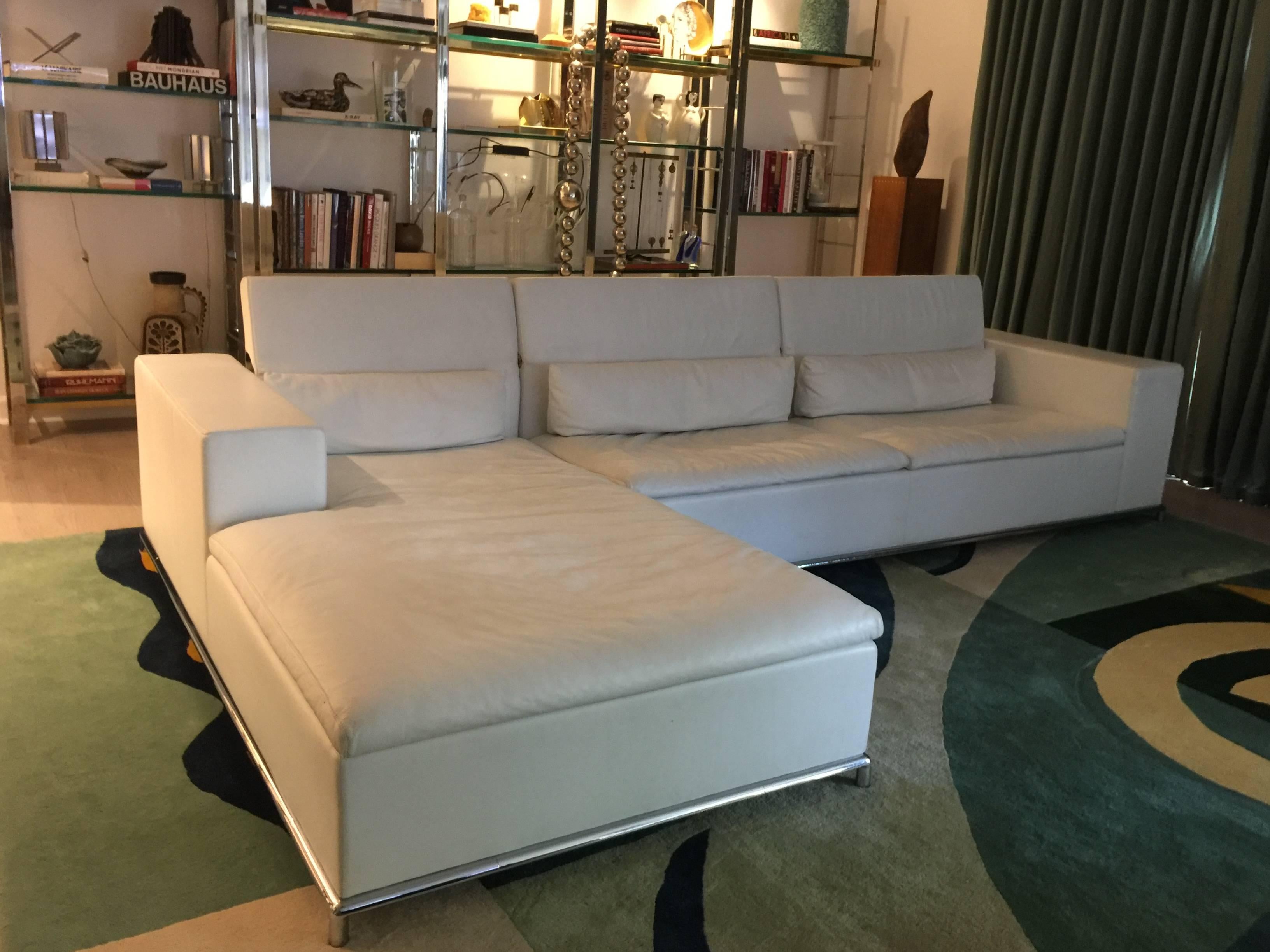Chrome DS-7 for De Sede Modular White Leather Sectional by Antonella Scarpitta