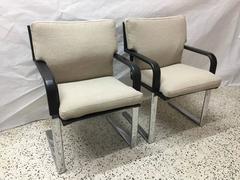 Satz von vier Matteo Grassi-Esszimmerstühlen aus genähtem Leder und Chrom