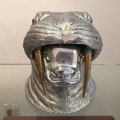 Rare Whimsical Arthur Court Aluminum and Brass Walrus Wine Cooler
