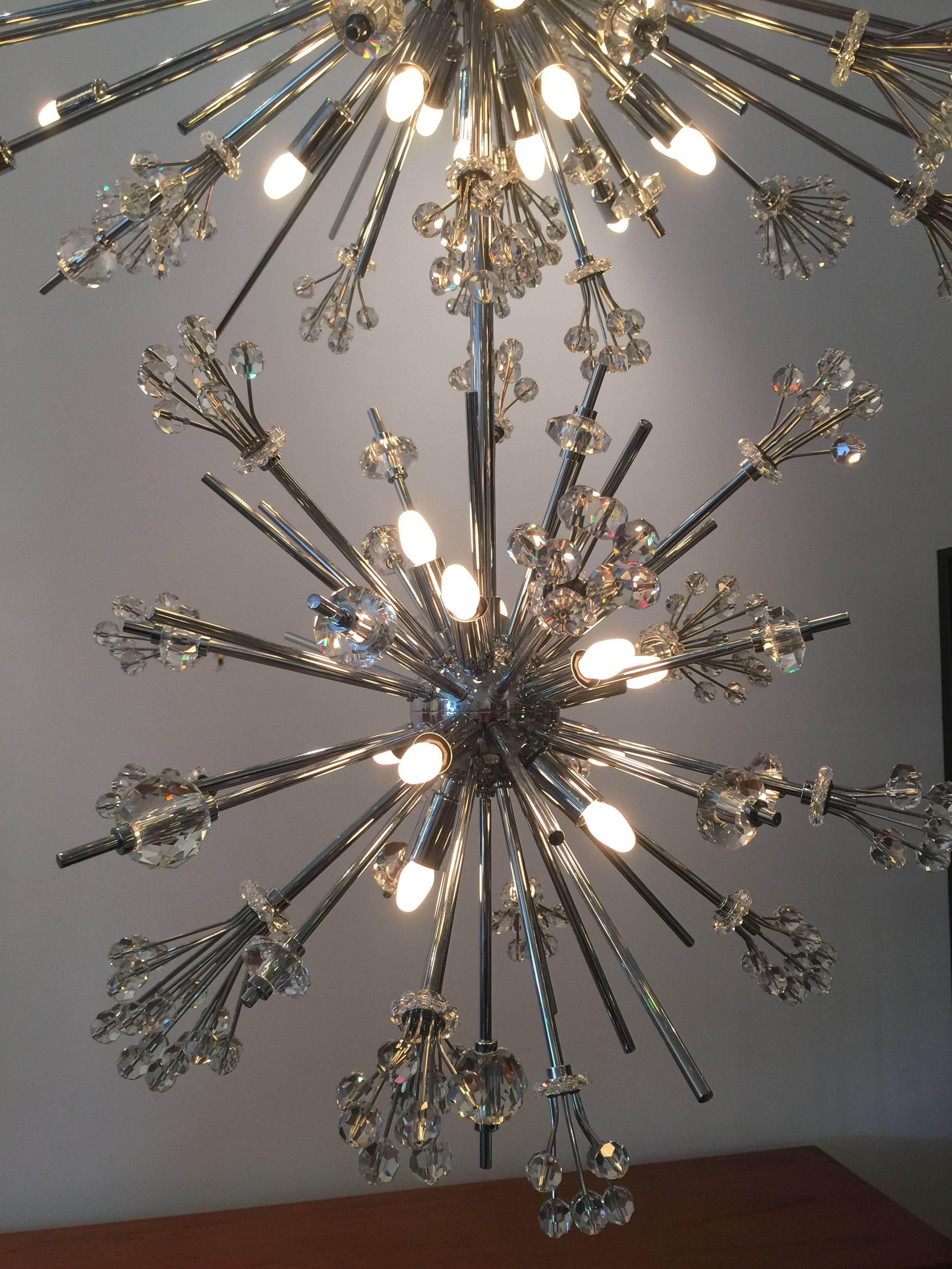 Three-Tiered Custom Crystal Chandelier in Style of Lobmeyr In Excellent Condition In East Hampton, NY