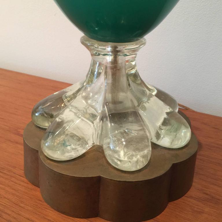 Italian Aqua-Green Barovier Murano Table Lamp For Sale