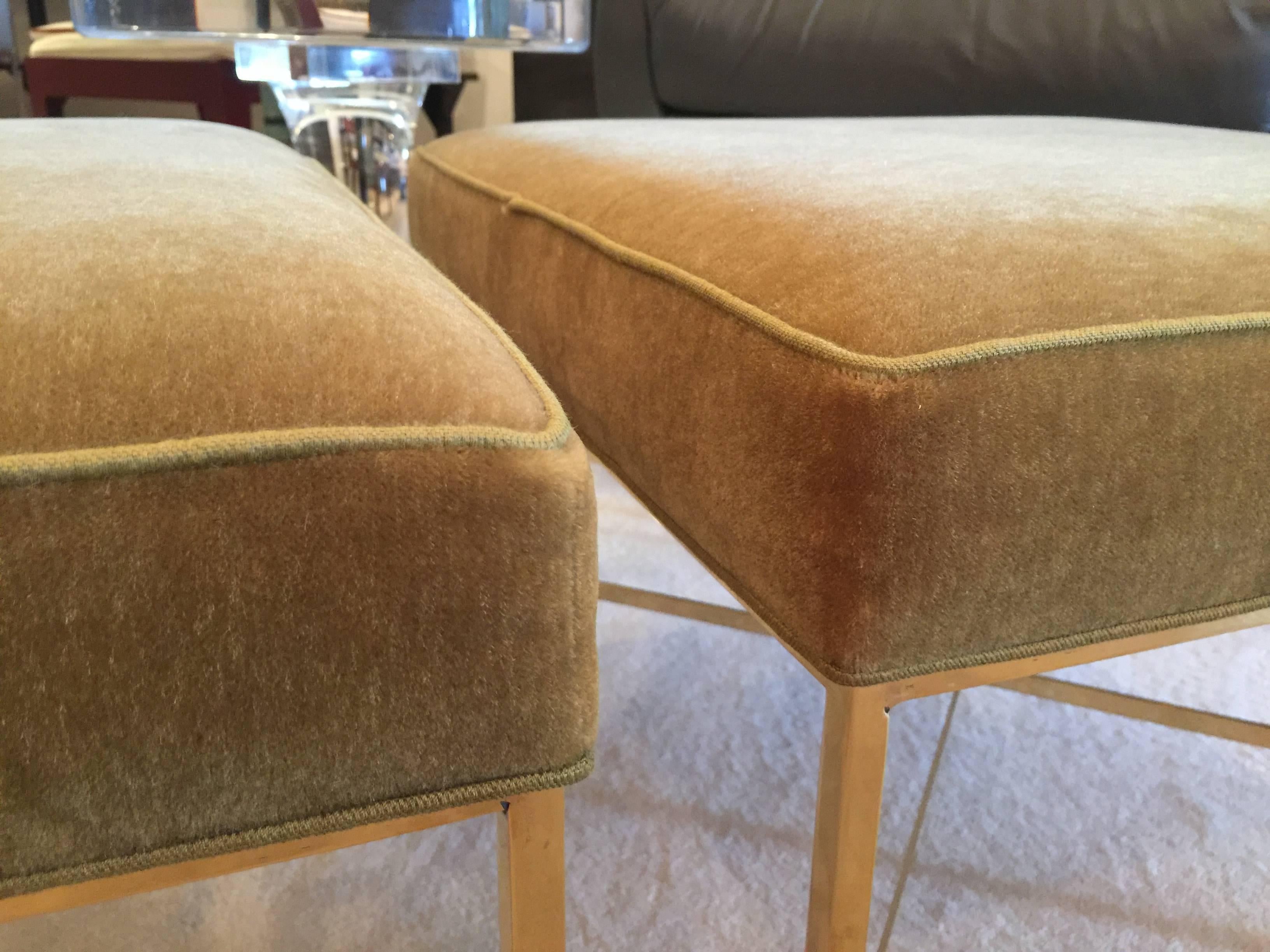 McCobb stools are perfect for additional seating. Restored with this rich and elegant Italian mohair fabric. Polished to perfection and ready to use!
