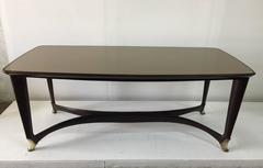 Paolo Buffa Attributed to Reverse Painted Top and Walnut Italian Dining Table