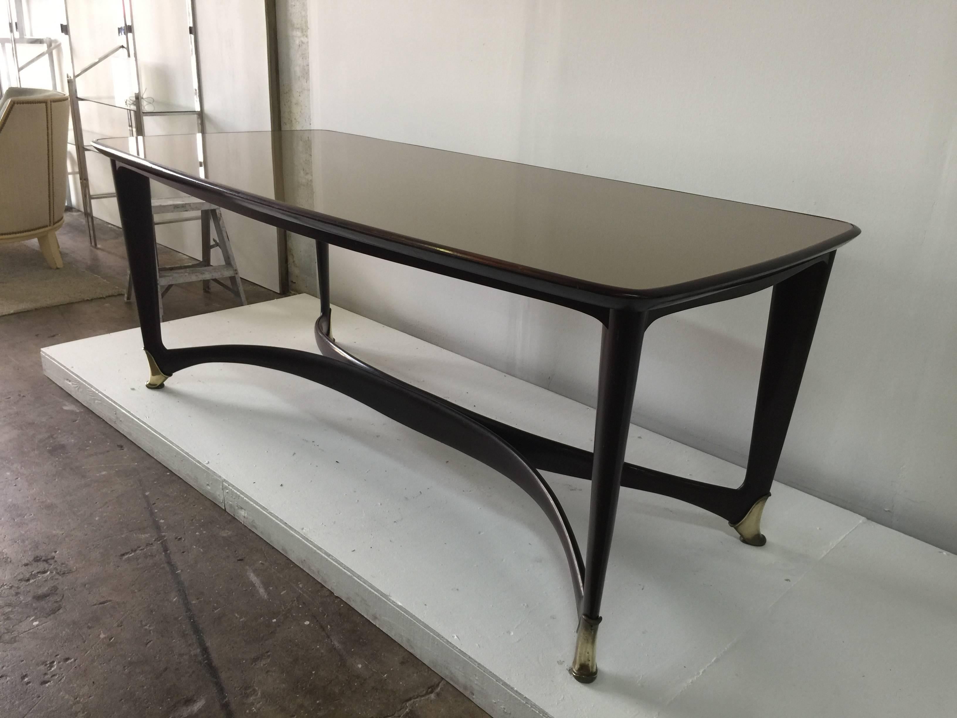 Paolo Buffa Attributed to Reverse Painted Top and Walnut Italian Dining Table 2