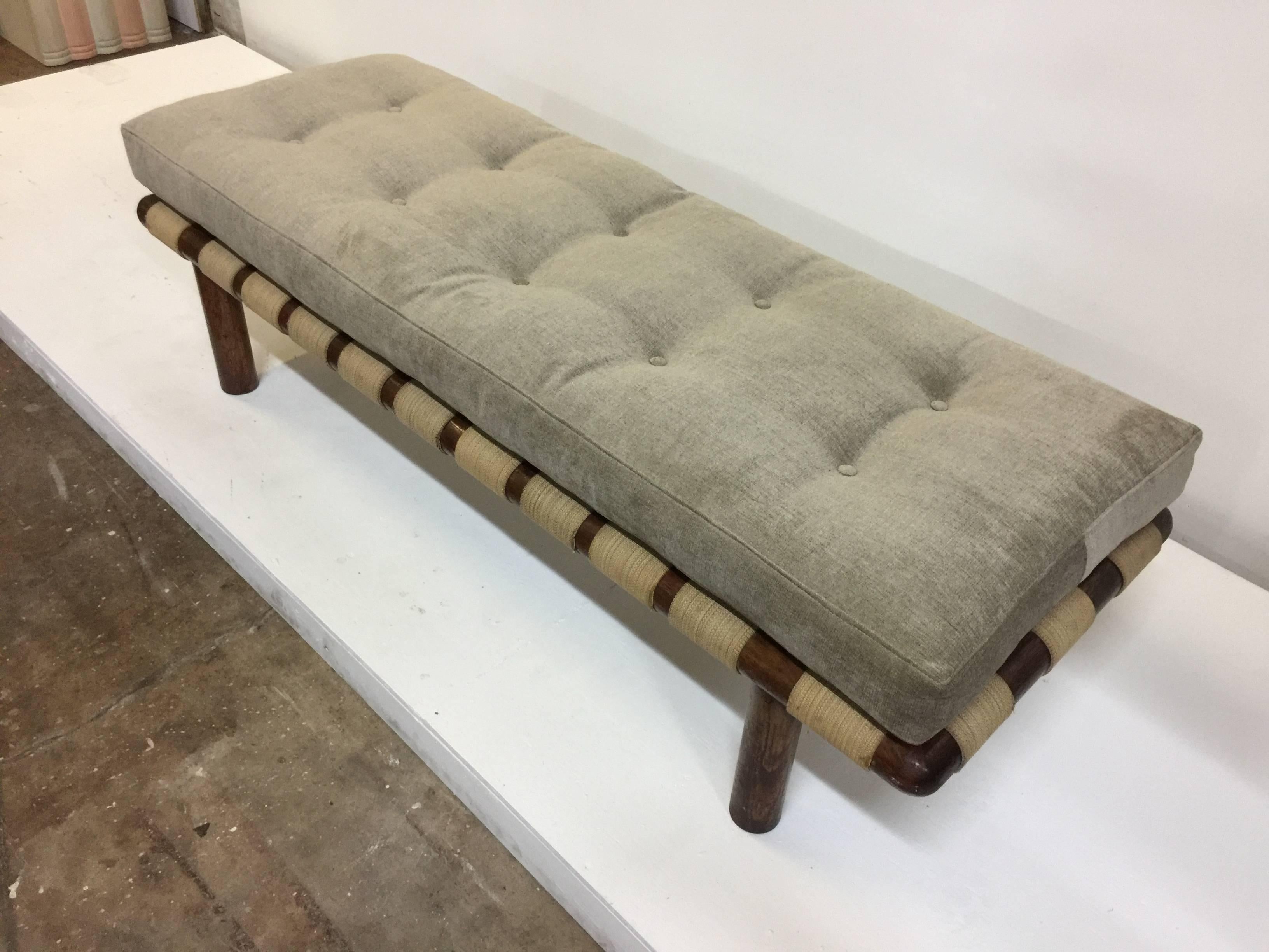 T.H. Robsjohn-Gibbings Strap Bench for Widdicomb In Excellent Condition In East Hampton, NY