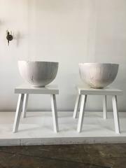 Exceptional Huge Ceramic Crucibles on Pedestals, Two Available