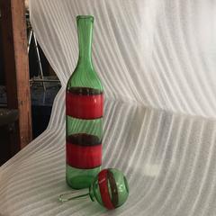 Venini Striped Glass Decanter w/ Original Stopper by Fulvio Bianconi