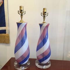 Dino Martens per Toso Lampade di Murano Filigrana Swirl