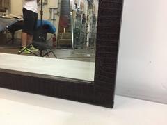 Vintage Crocodile Embossed Leather Framed Mirror