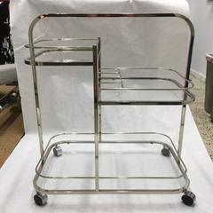 Art Deco Style Three-Tier Chromed Bar Cart
