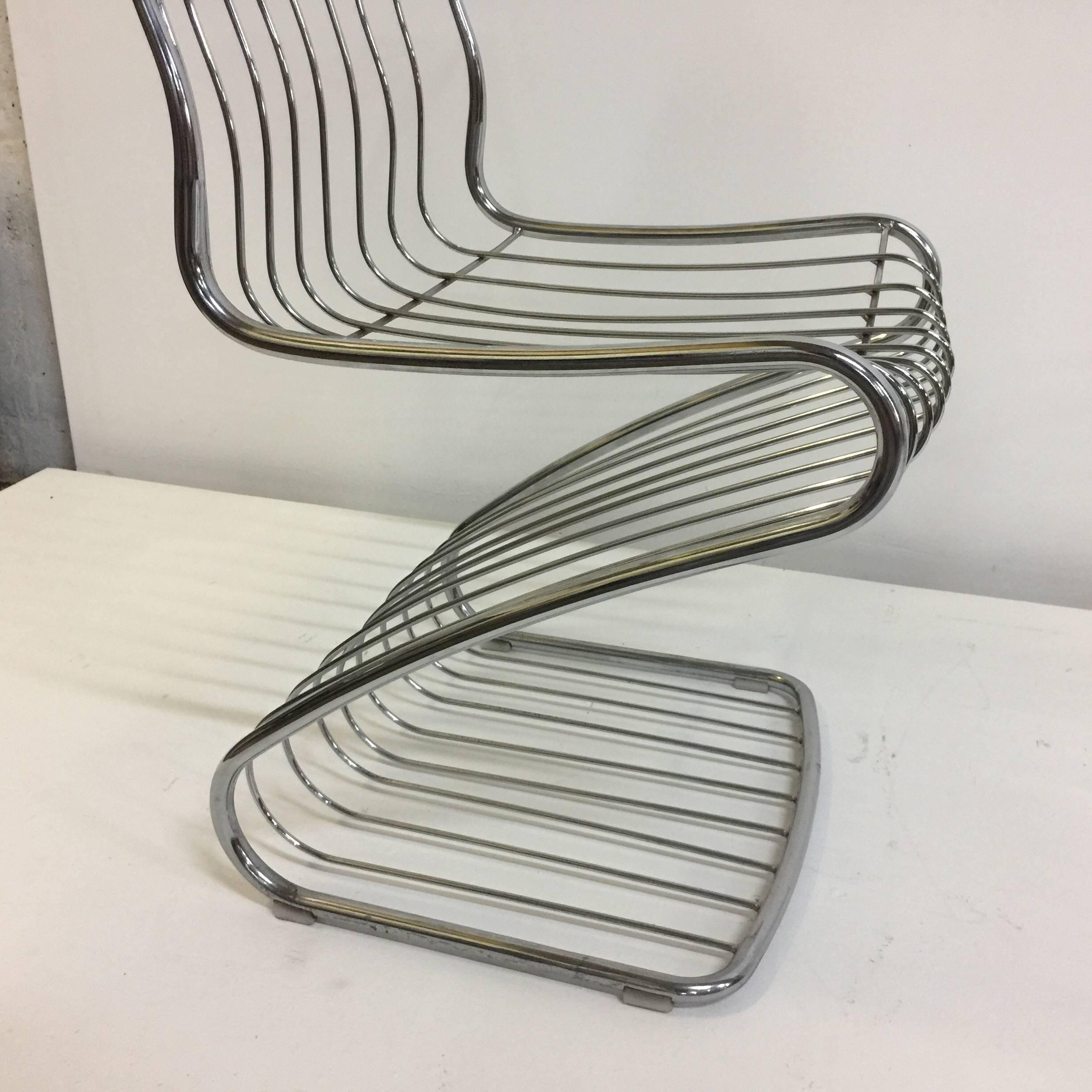 Late 20th Century Set of 6 Original Vintage Italian Chrome Chairs by Gastone Rinaldi