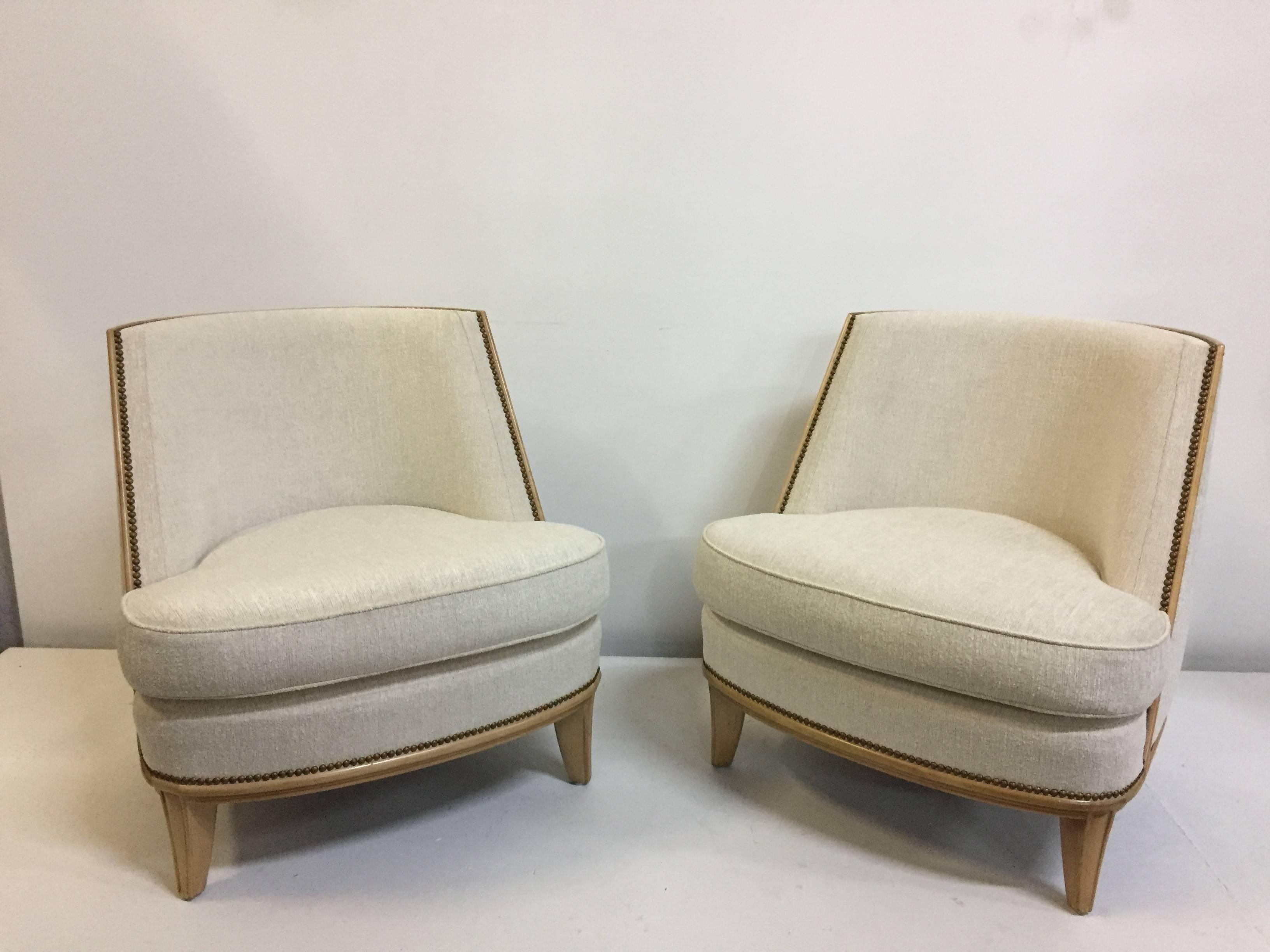 Important Art Deco Bergère Armchairs by Jean-Maurice Rothschild 1
