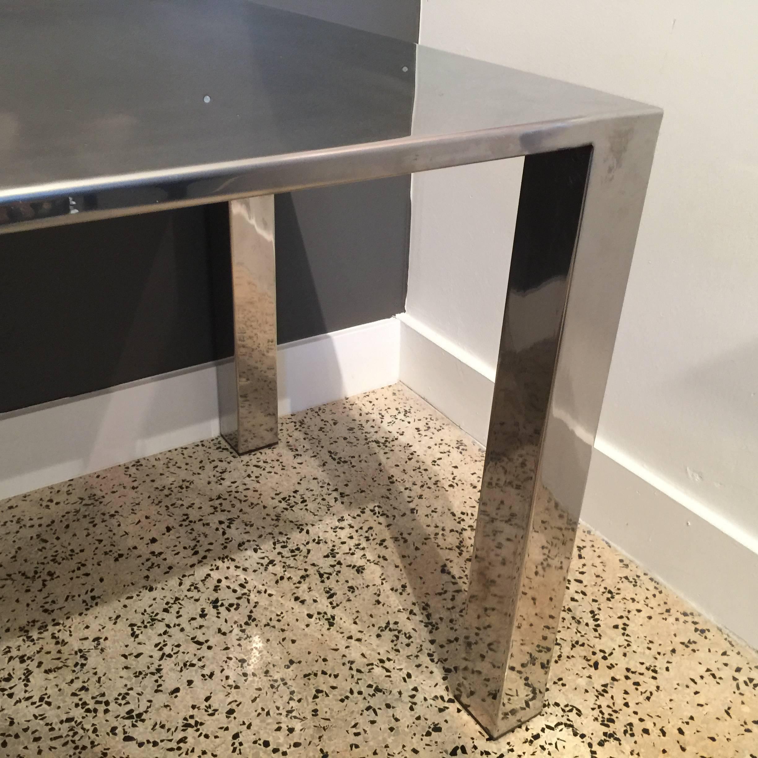 French Vintage Stainless Steel Table Inspired by Maria Pergay