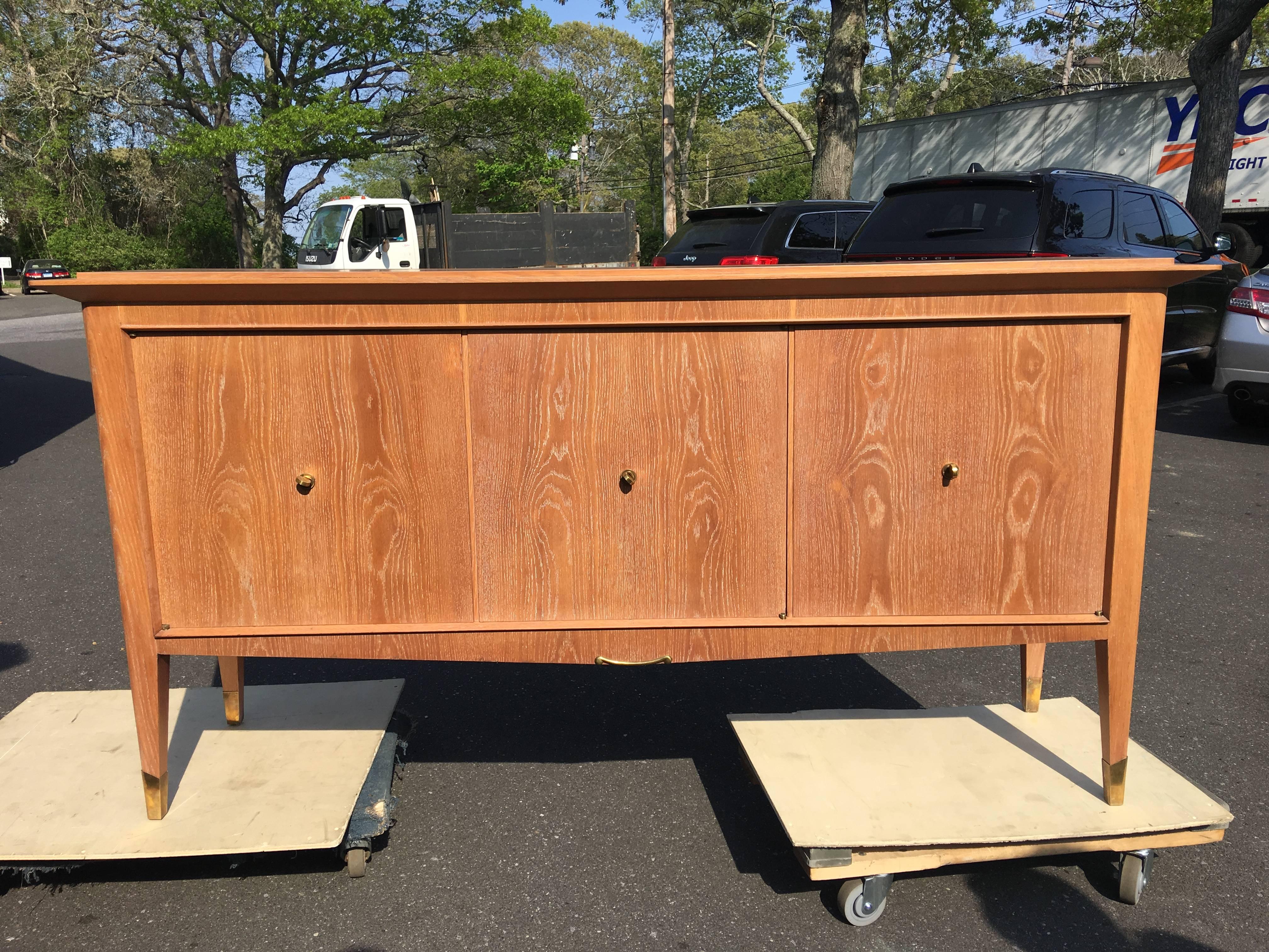 Natural Oak French Three-Door Cabinet-Sideboard In Good Condition In East Hampton, NY
