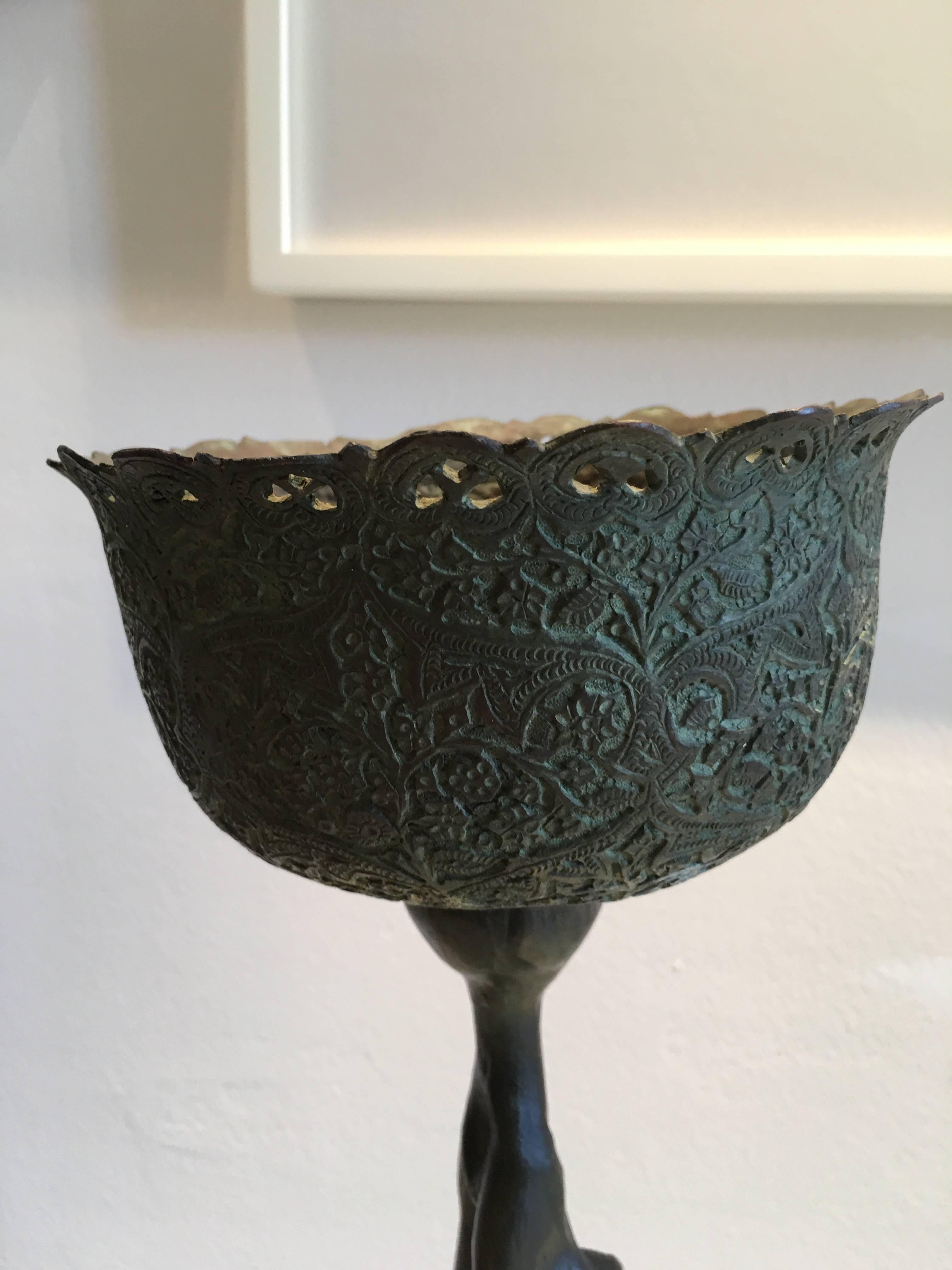 Belle Époque Period Bronze Female Vessels 'Pair' In Good Condition For Sale In North Miami, FL