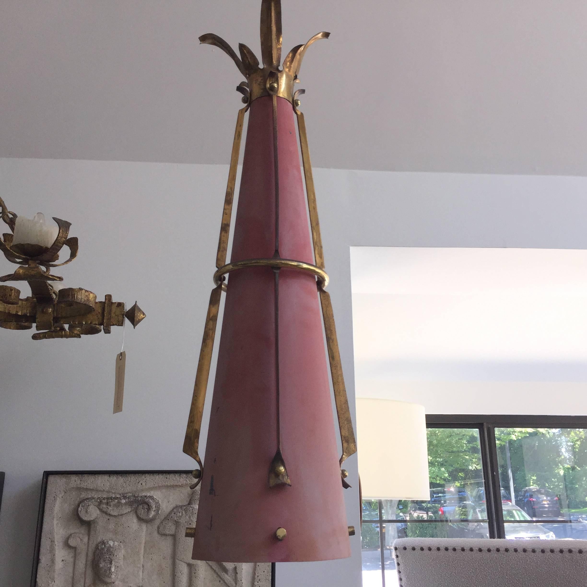 French Metal Cone Pendant Light (2 Available) 2
