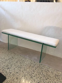 Minimalist Green Glass Gallery Bench, Judd Style