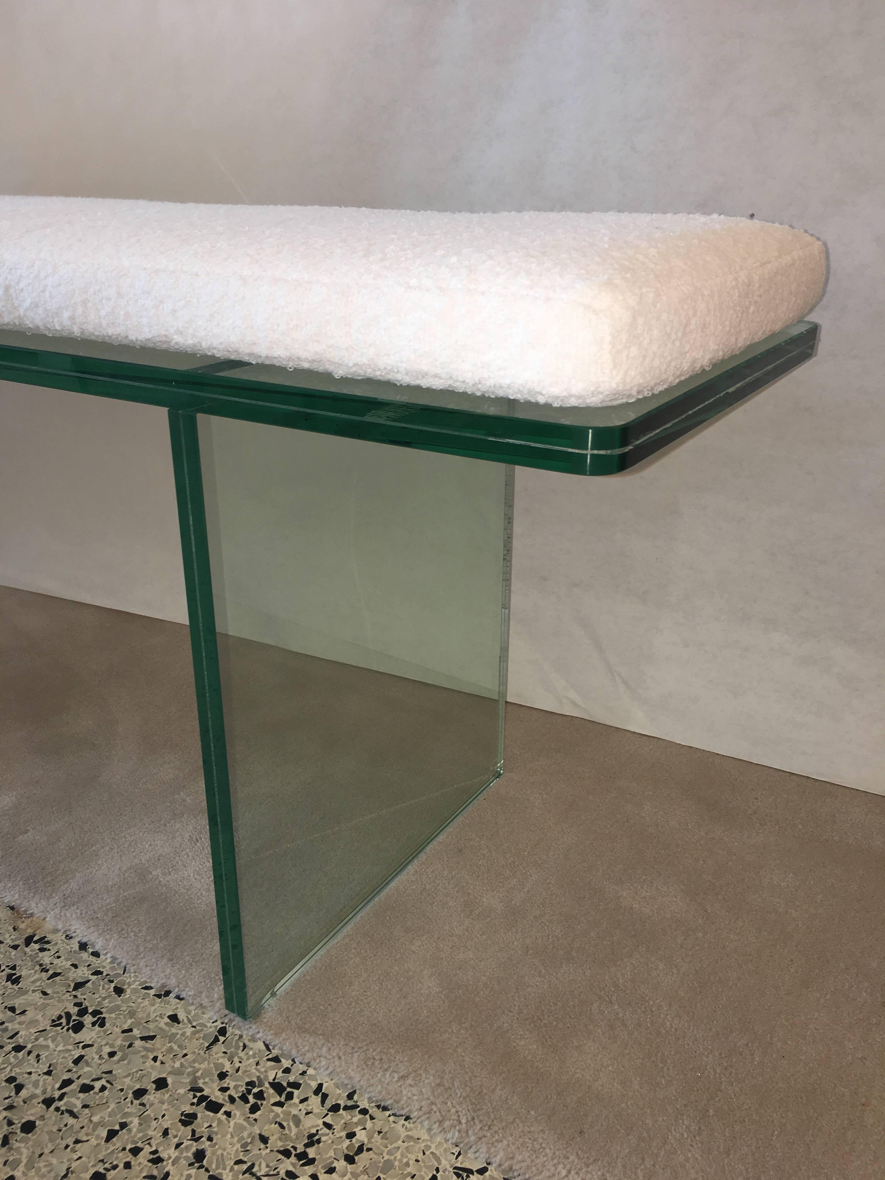American Minimalist Green Glass Gallery Bench, Judd Style