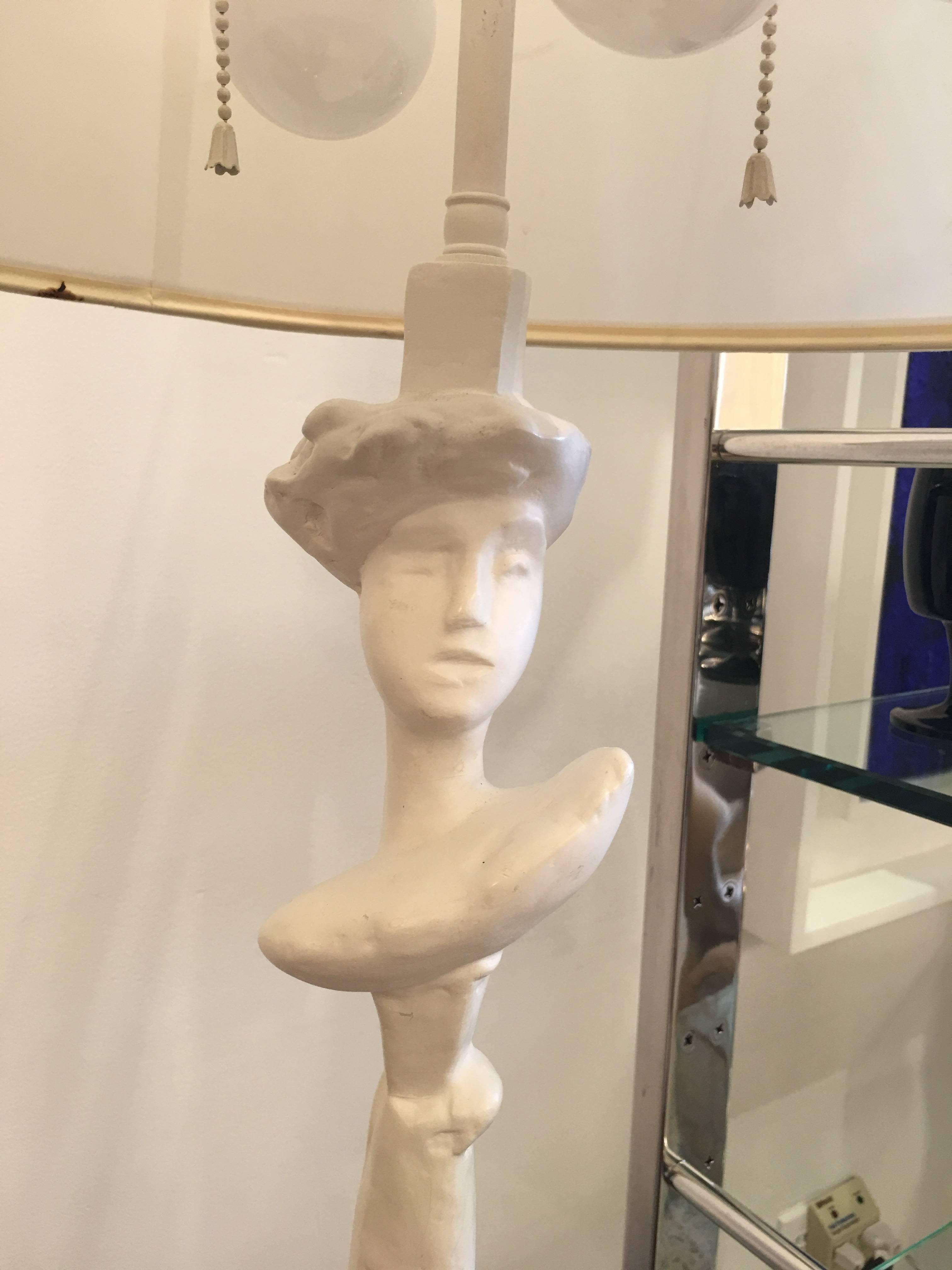 Américain  « Tete de Femme »  Lampe de table, style Giacometti  en vente