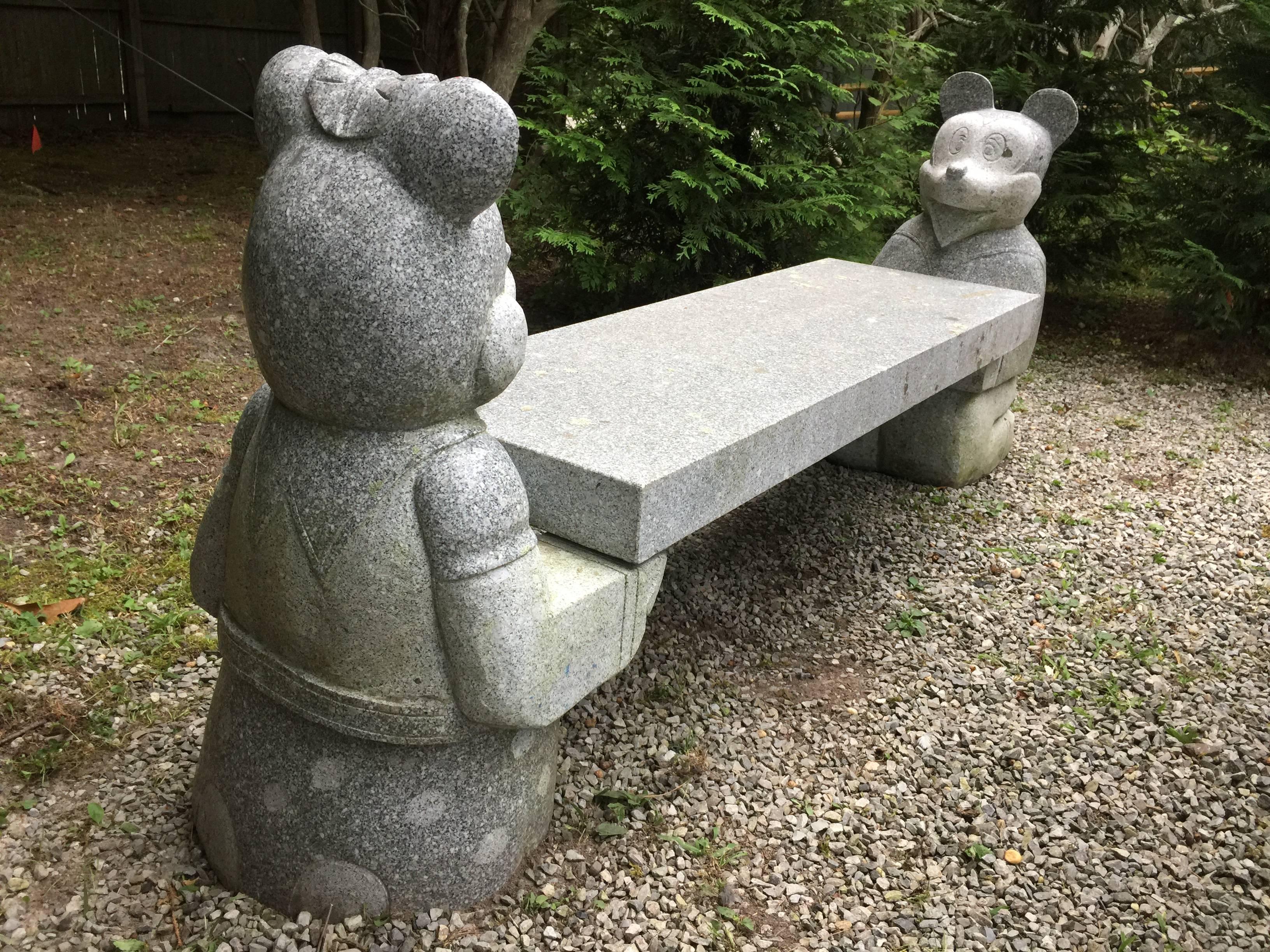 mickey and minnie wooden bench