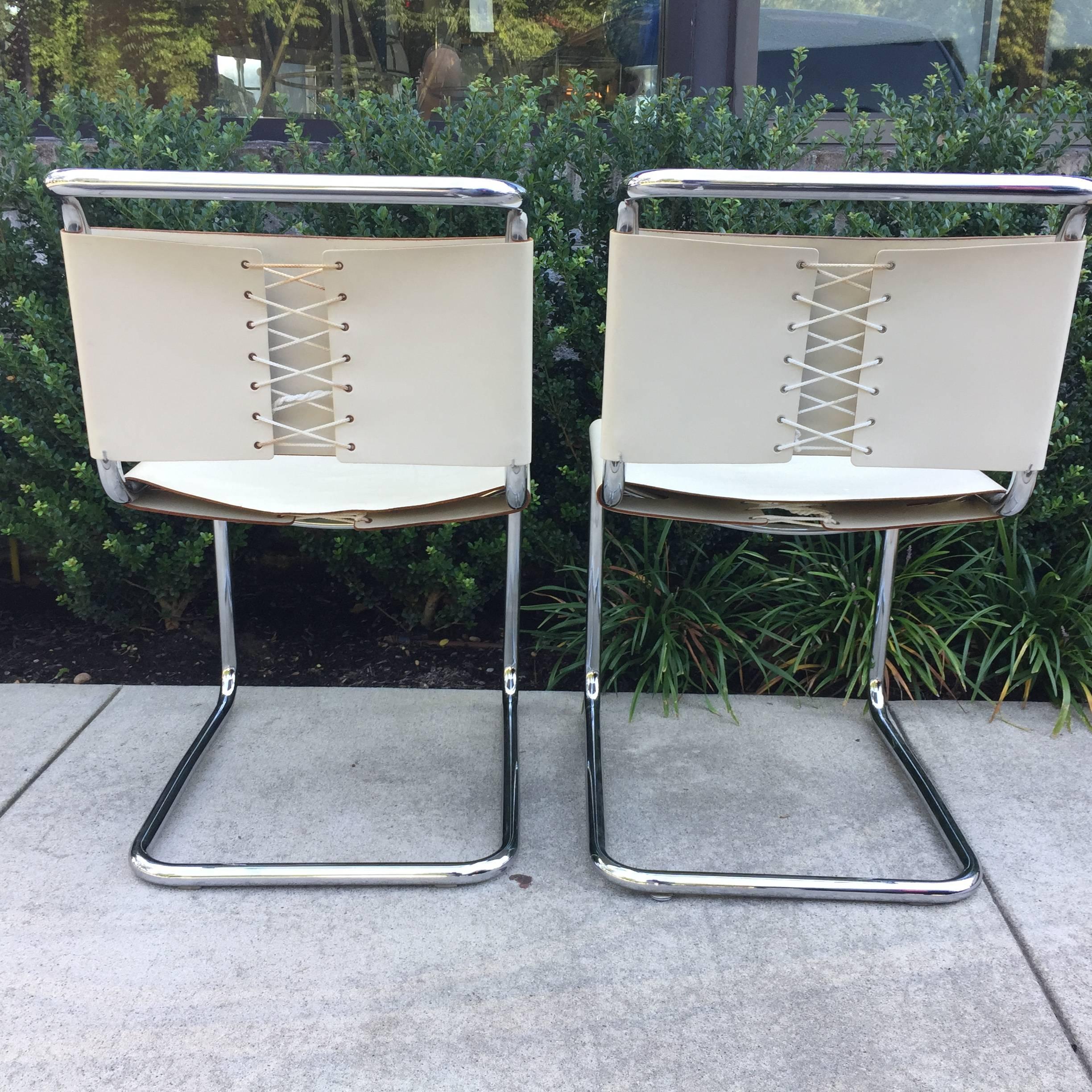 French Marcel Breuer Tubular Chairs, Pair