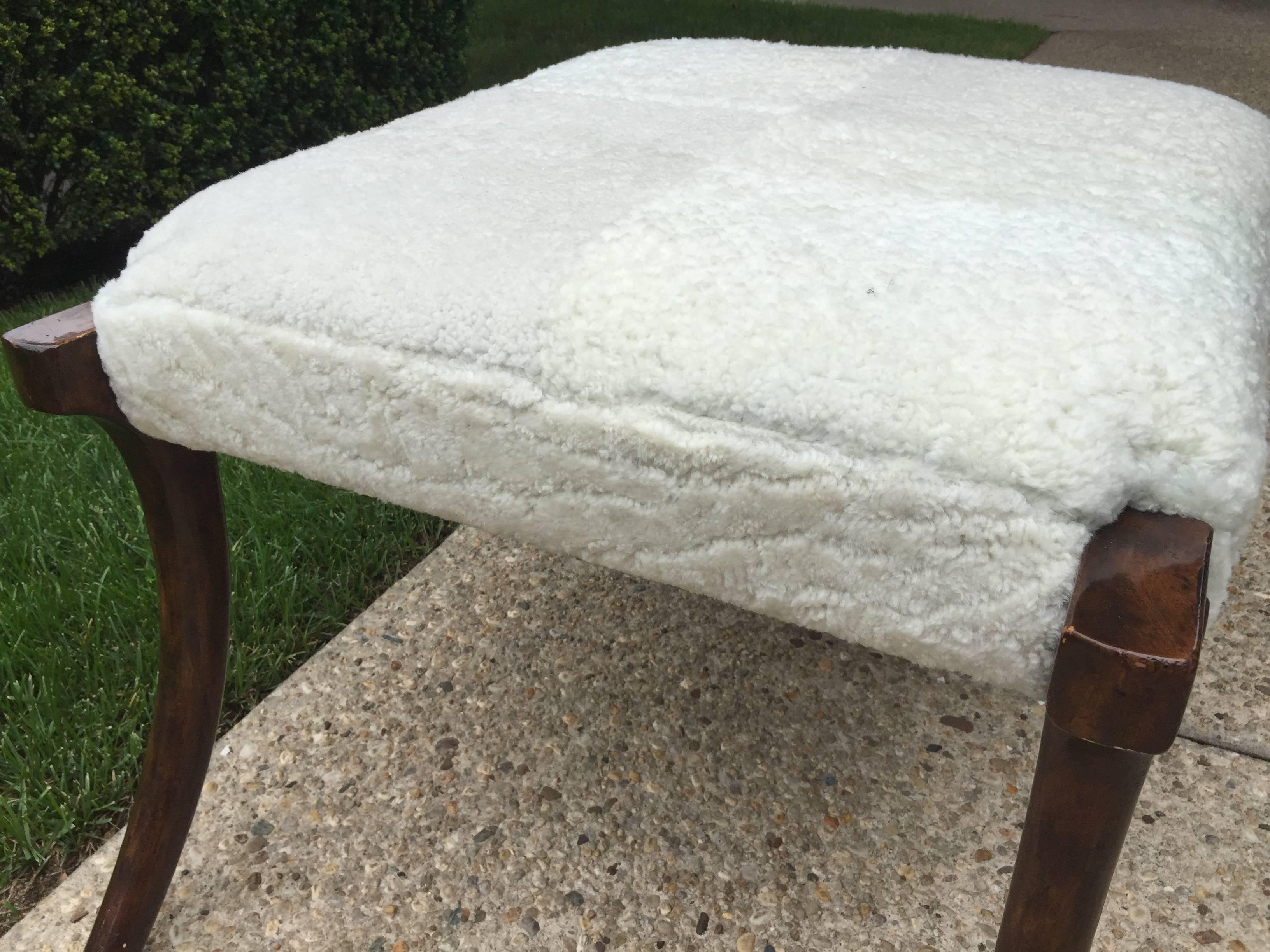 American Klismos Bench with Soft Shearling Seat