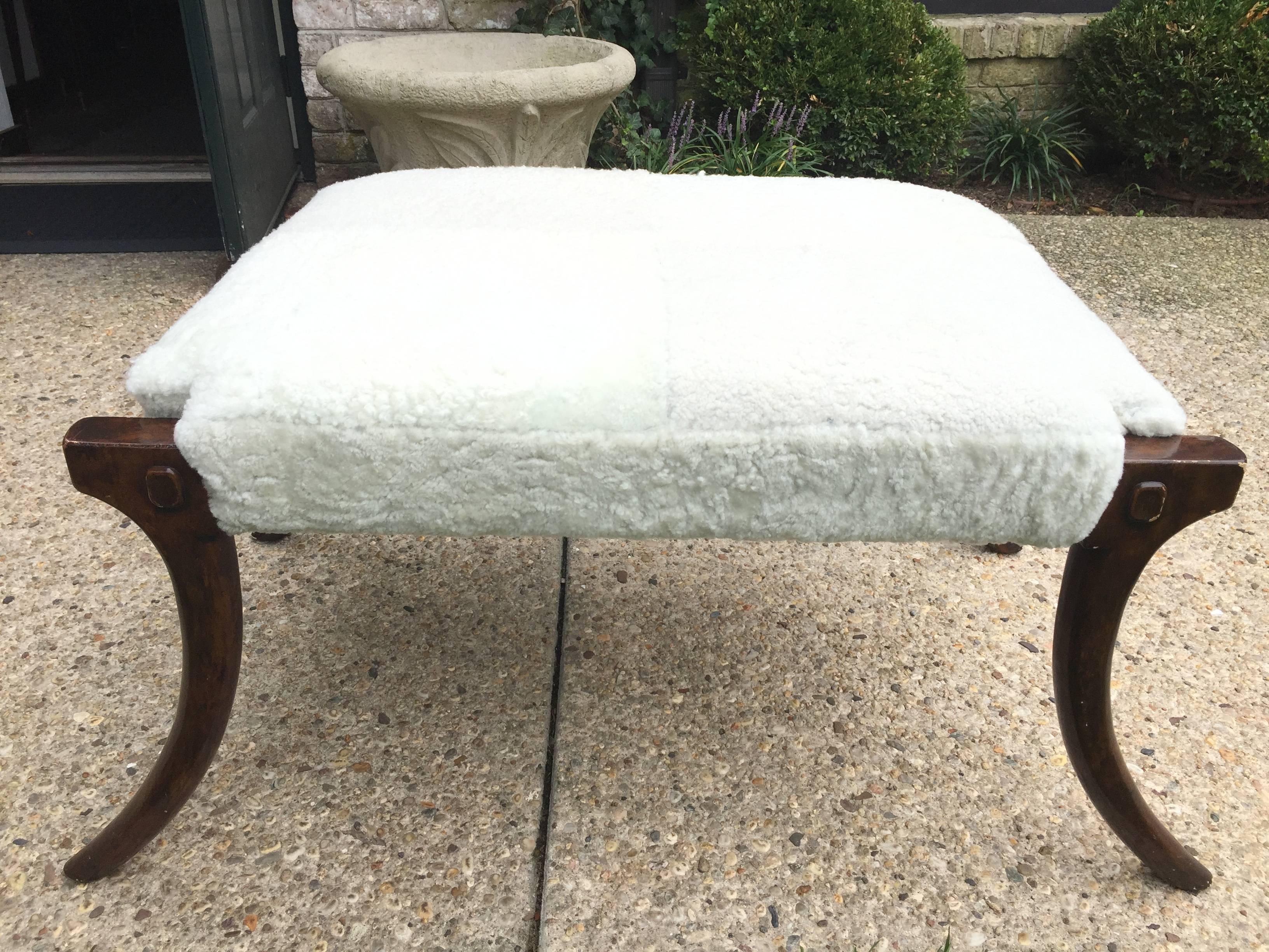Late 20th Century Klismos Bench with Soft Shearling Seat