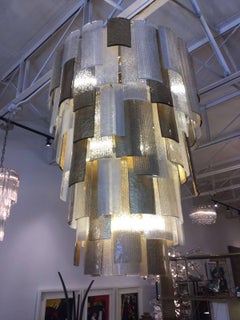 Oversized Multi-Layered Murano Scavo Glass Chandelier
