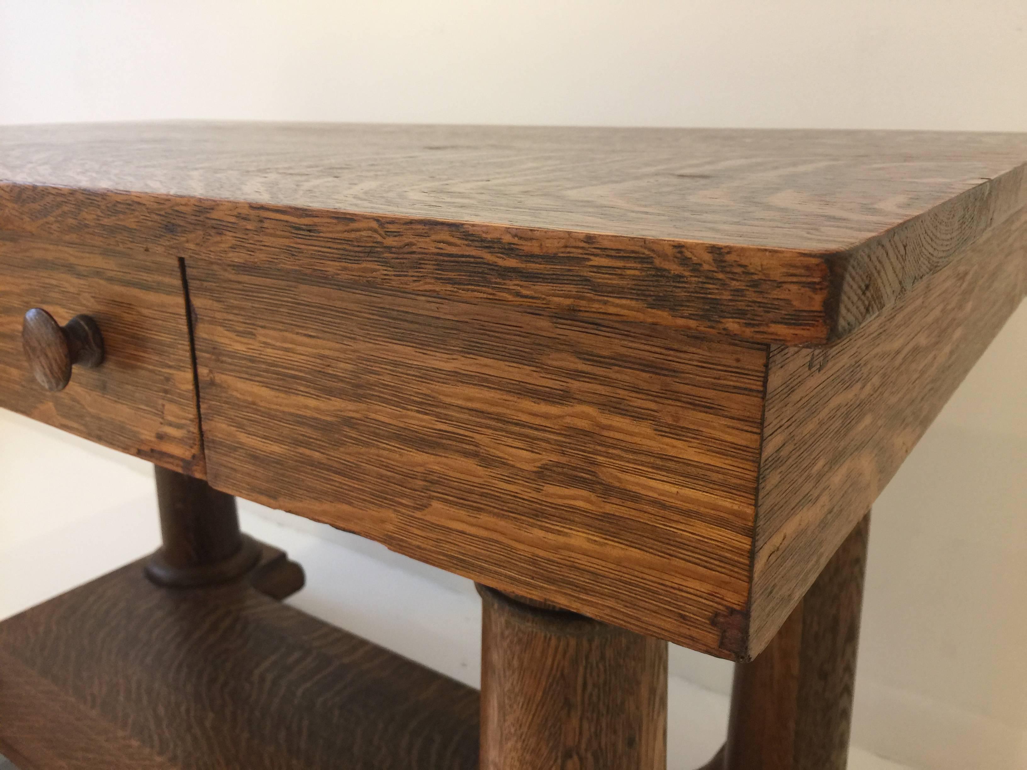 American Tiger Oak Arts & Crafts Desk or Table For Sale