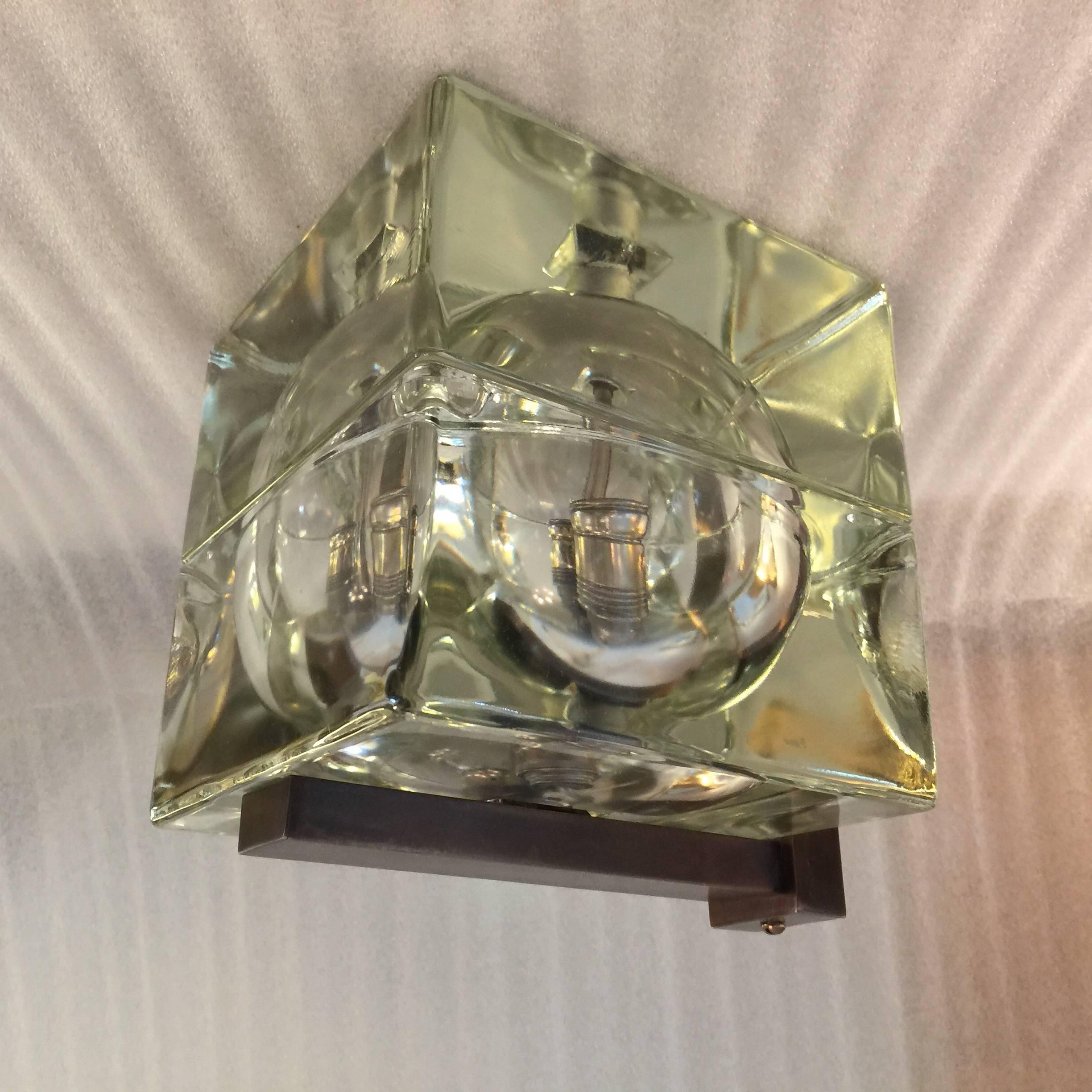 Glass 'Cubosfera' Sconce by Alessandro Mendini In Excellent Condition In East Hampton, NY