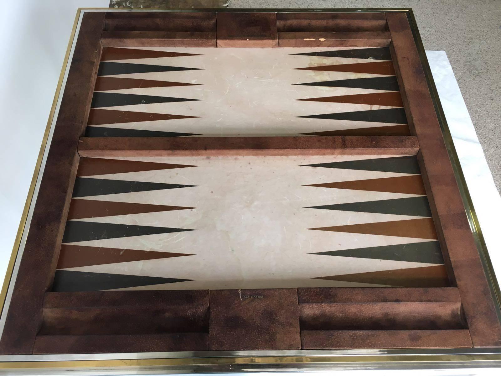 Brass Willy Rizzo Vintage Signed Backgammon Game Table