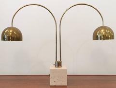 Brass and Marble Table Lamp in the Style of Robert Sonneman