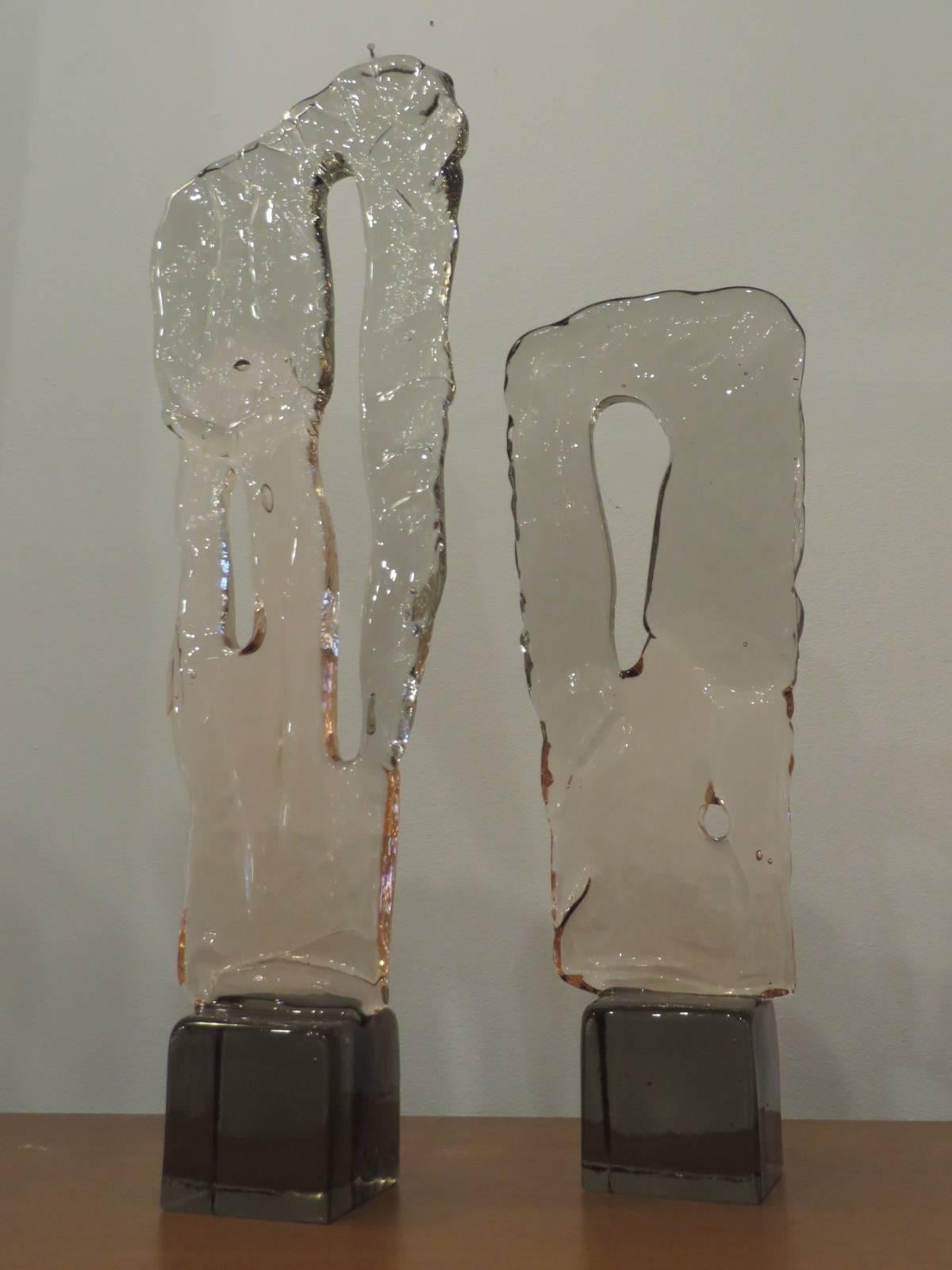 Italian Pair of Salviati Glass Sculptures For Sale