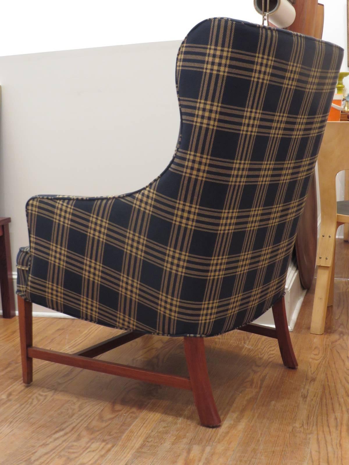 American 1950's Wing Chair in Schumacher Plaid