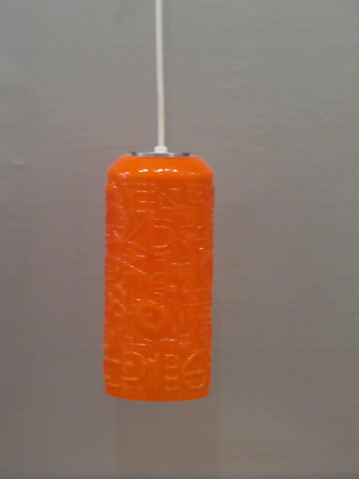 Swedish Orange Cased Glass Hanging Light Fixture In Good Condition For Sale In Tarrytown, NY