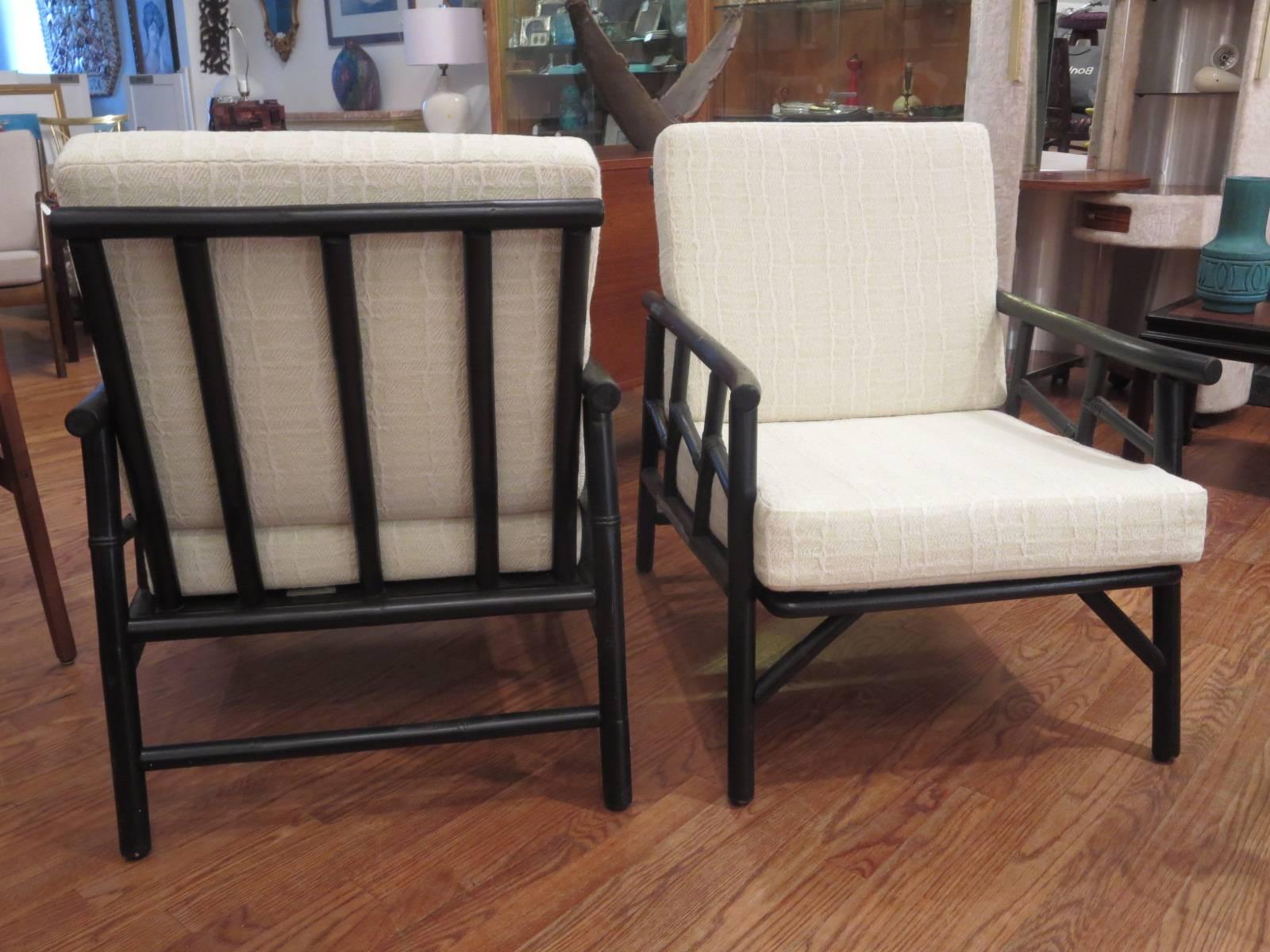 American Pair of Ficks Reed Rattan Lounge Chairs