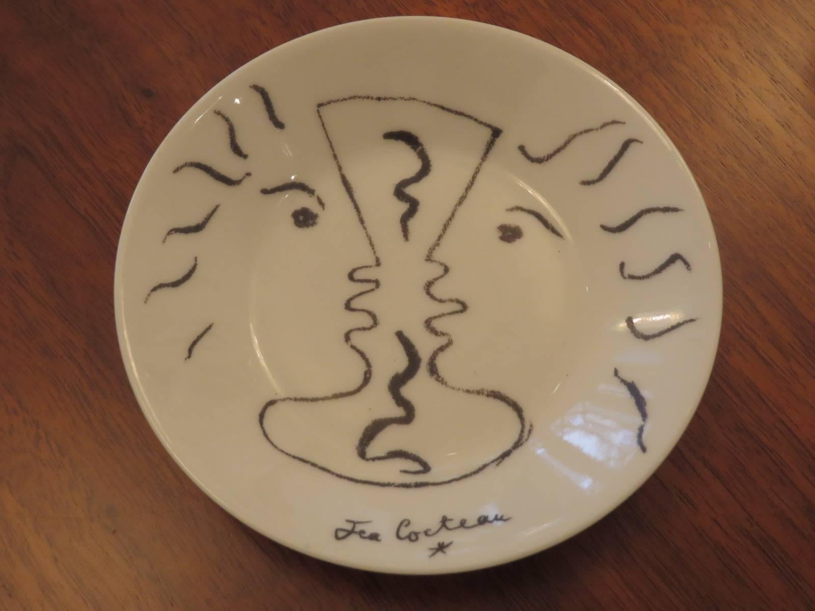 Mid-Century Modern Demitasse Cup and Saucer Designed by Jean Cocteau