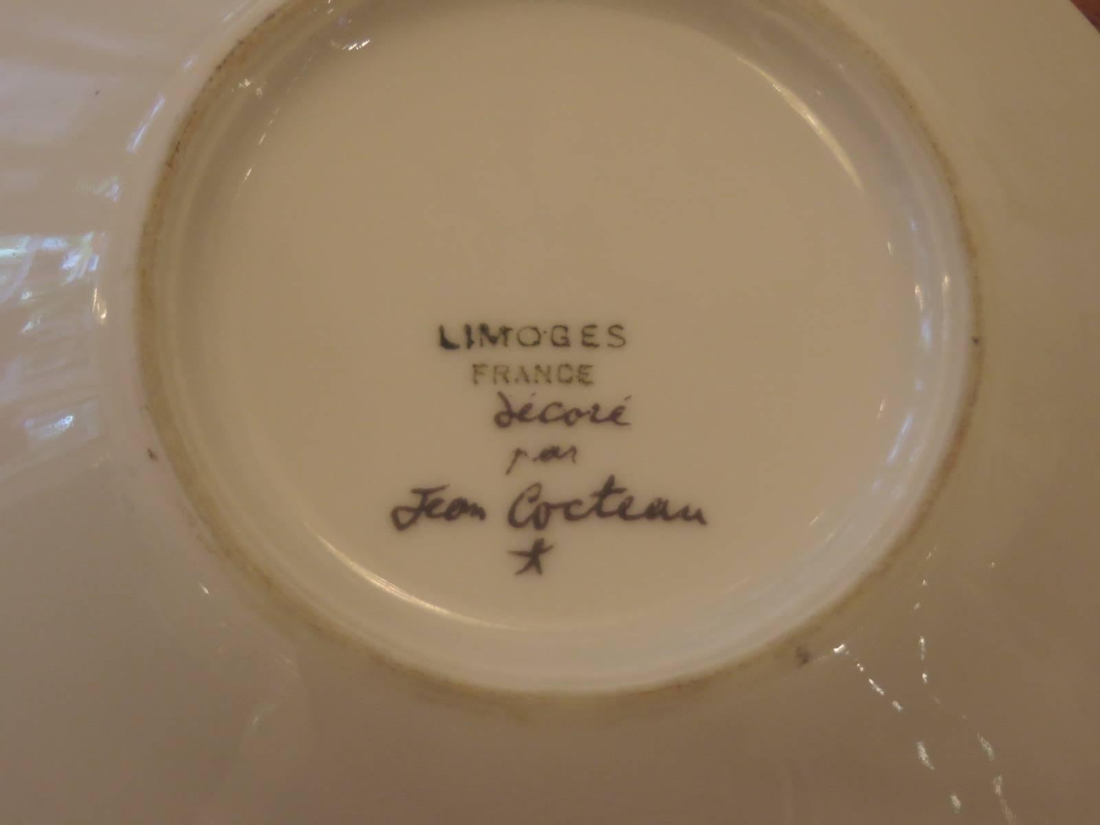 Mid-20th Century Demitasse Cup and Saucer Designed by Jean Cocteau