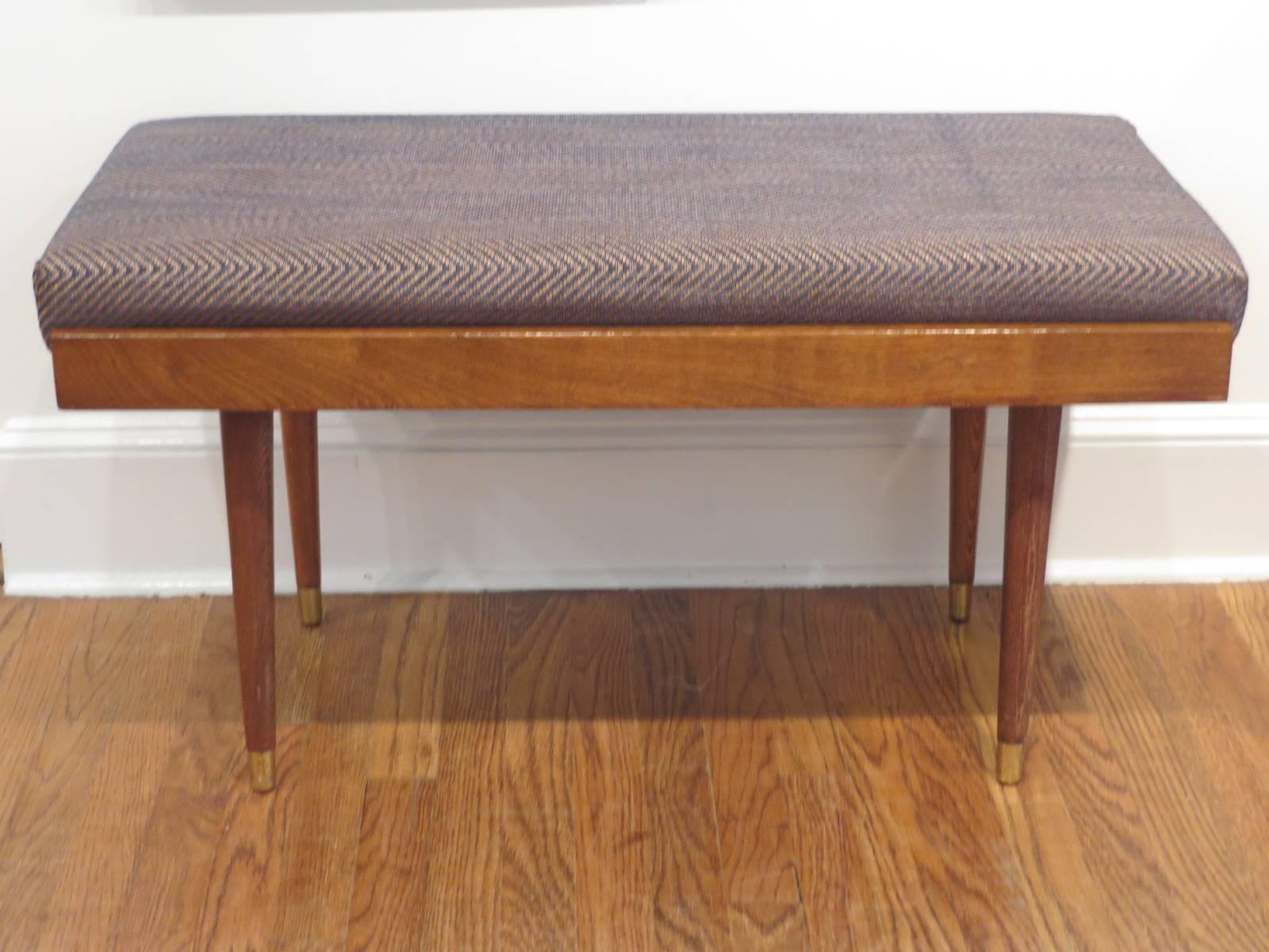 1960s bench recently refinished and reupholstered.
Very easy to change the fabric to your like.
 