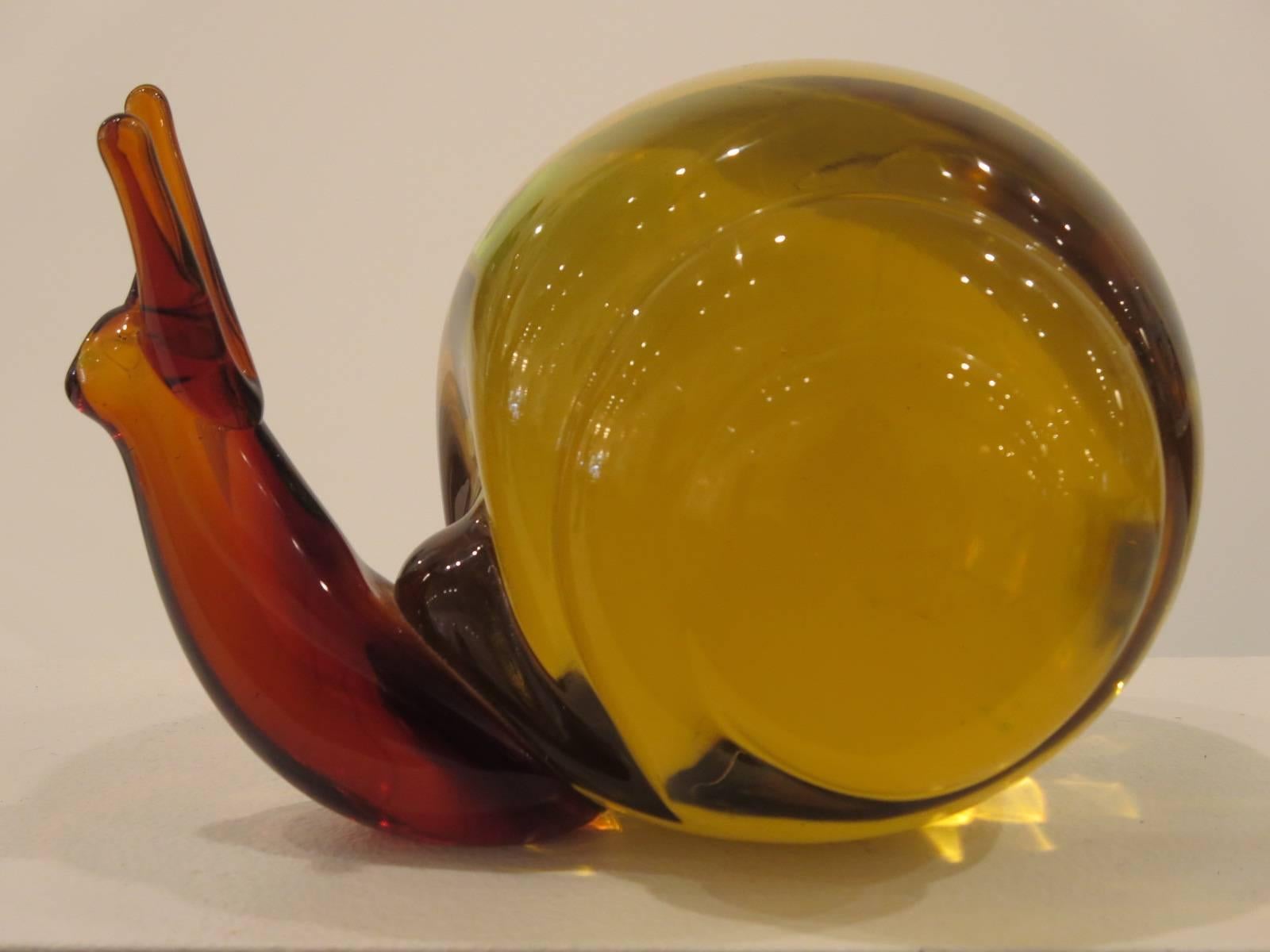 Italian Perfect Two Colors Amber Snail by Salviati